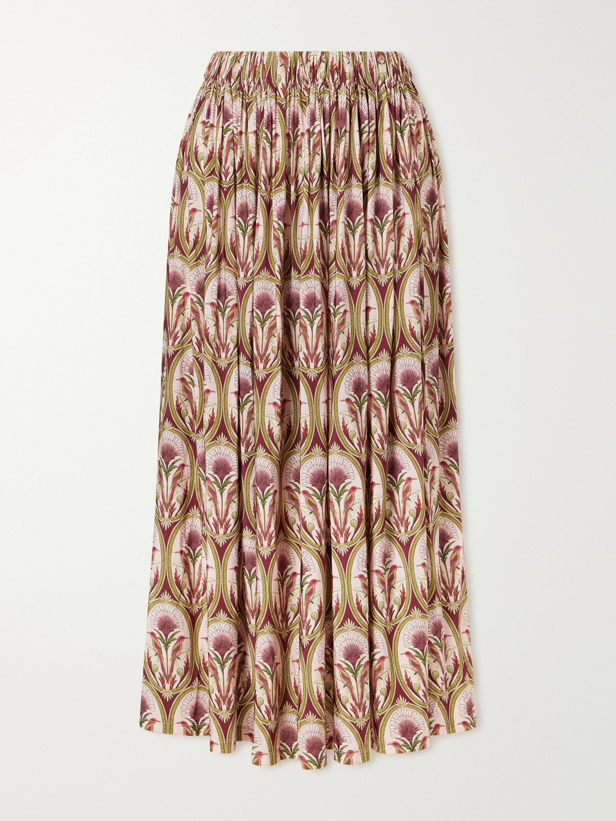 Garden Medal Pleated Printed Twill Midi