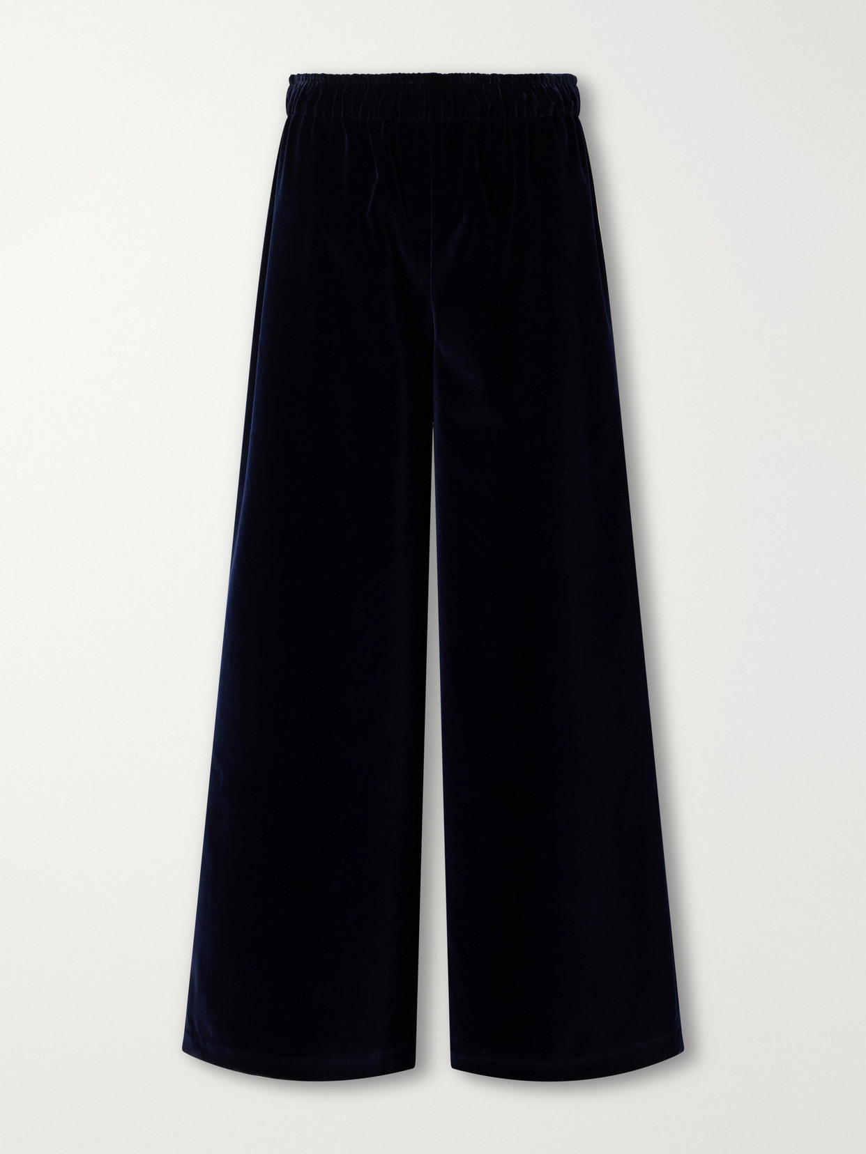 Les Vacances D'irina Gathered Cotton-velvet Wide-leg Pants In Blue