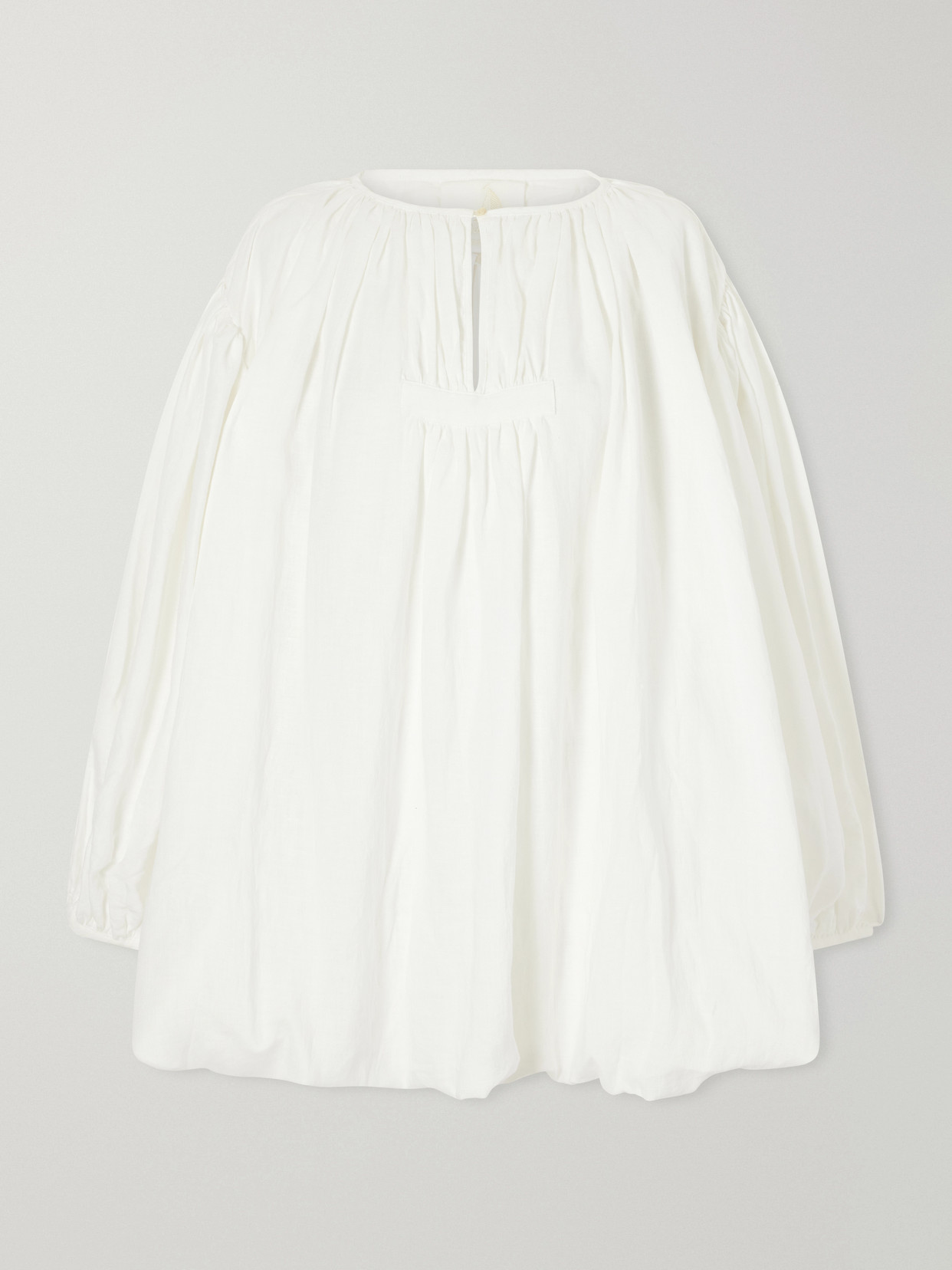 Les Vacances D'irina Cloud Gathered Linen Mini Dress In White