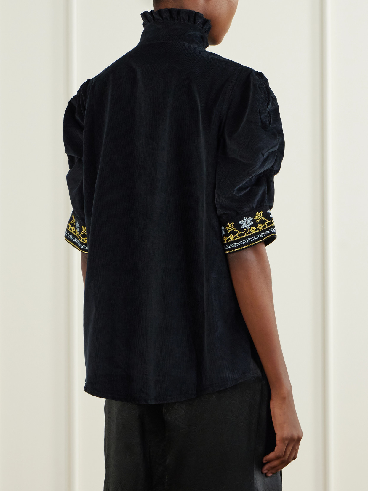 Vita Embroidered Cotton And Wool-Blend Corduroy Blouse