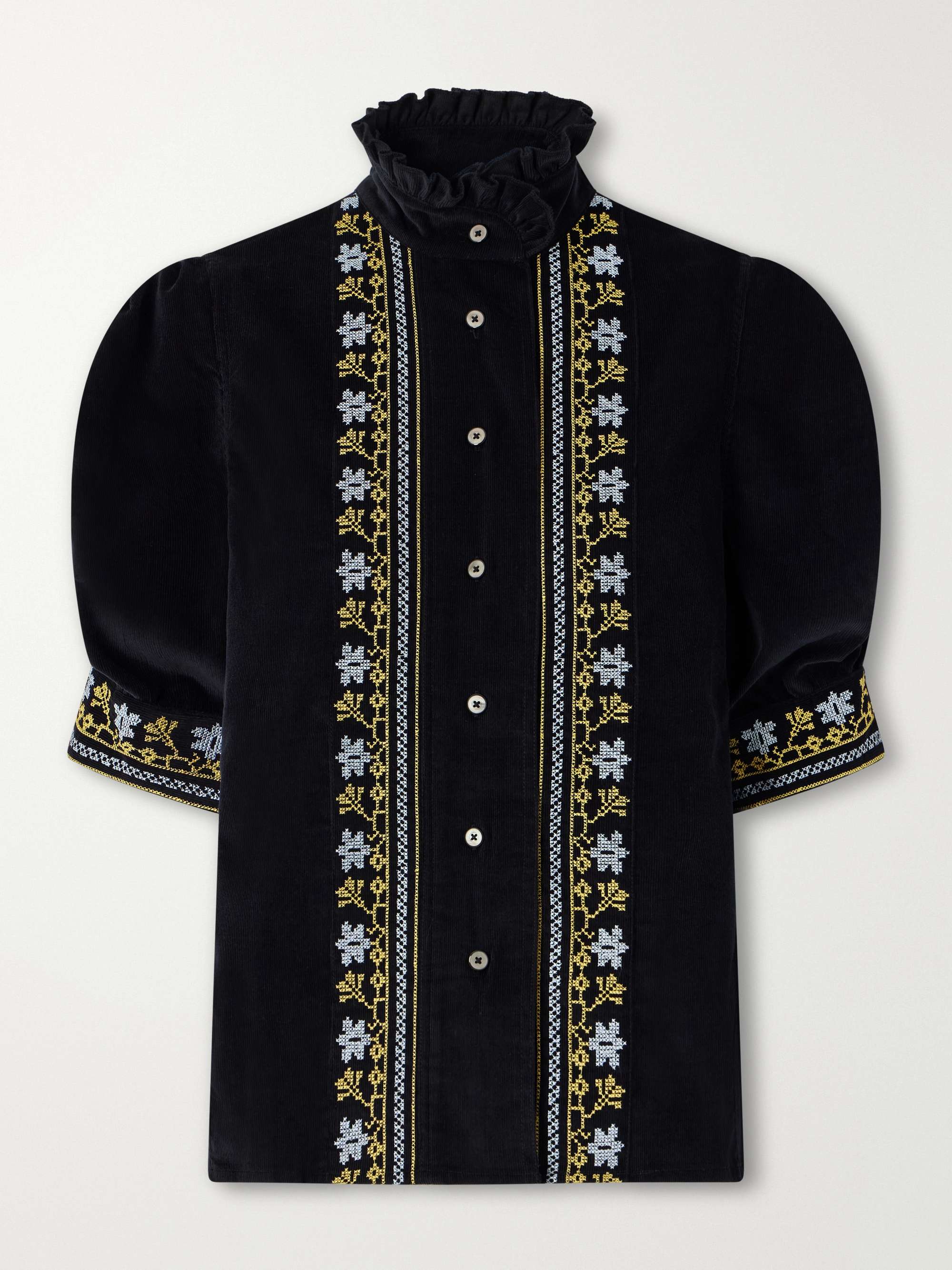 THIERRY COLSON Vita embroidered cotton and wool-blend corduroy