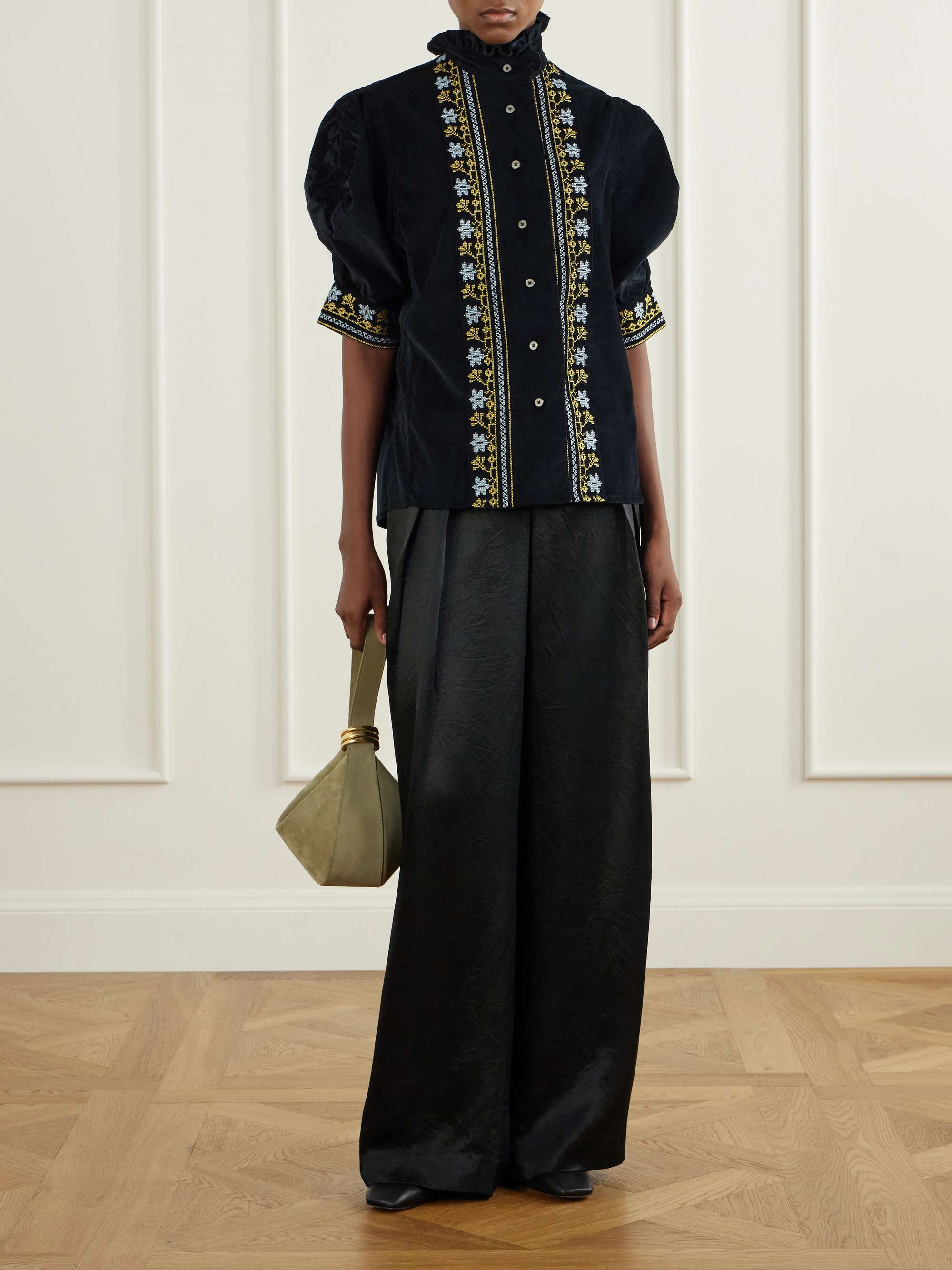 THIERRY COLSON Vita embroidered cotton and wool-blend corduroy