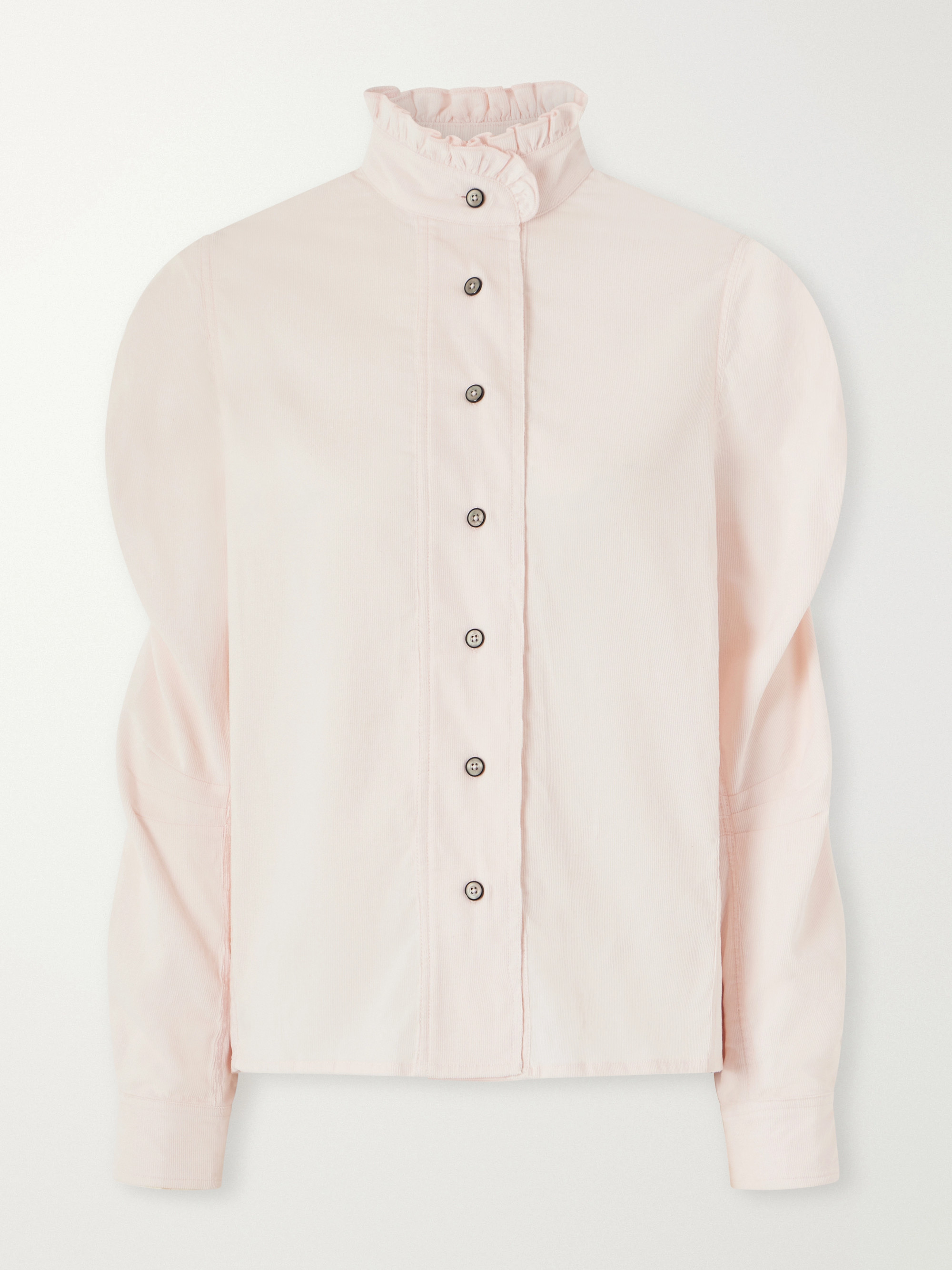 THIERRY COLSON Wind gathered cotton and wool-blend corduroy blouse