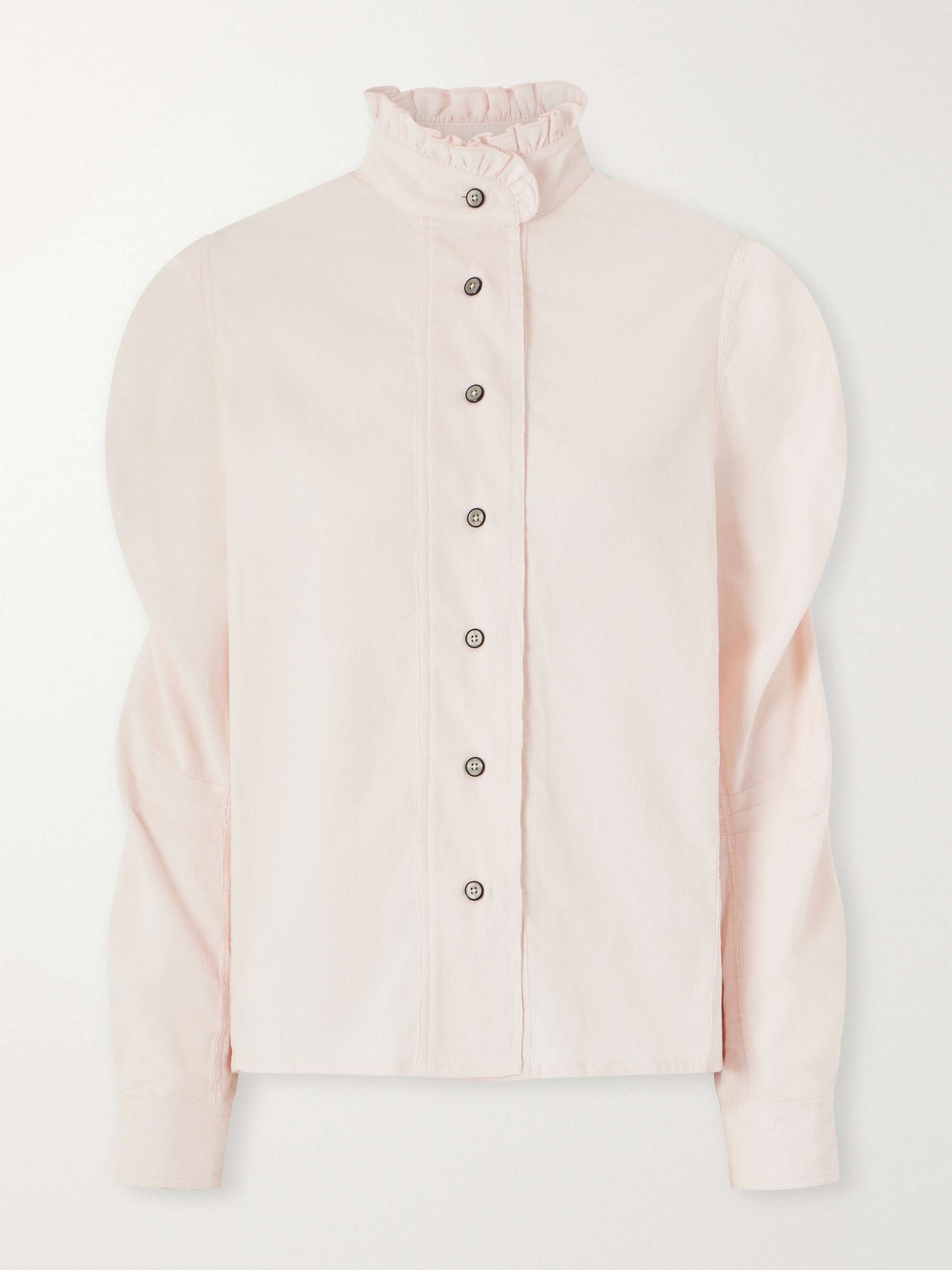 THIERRY COLSON Wind gathered cotton and wool-blend corduroy blouse