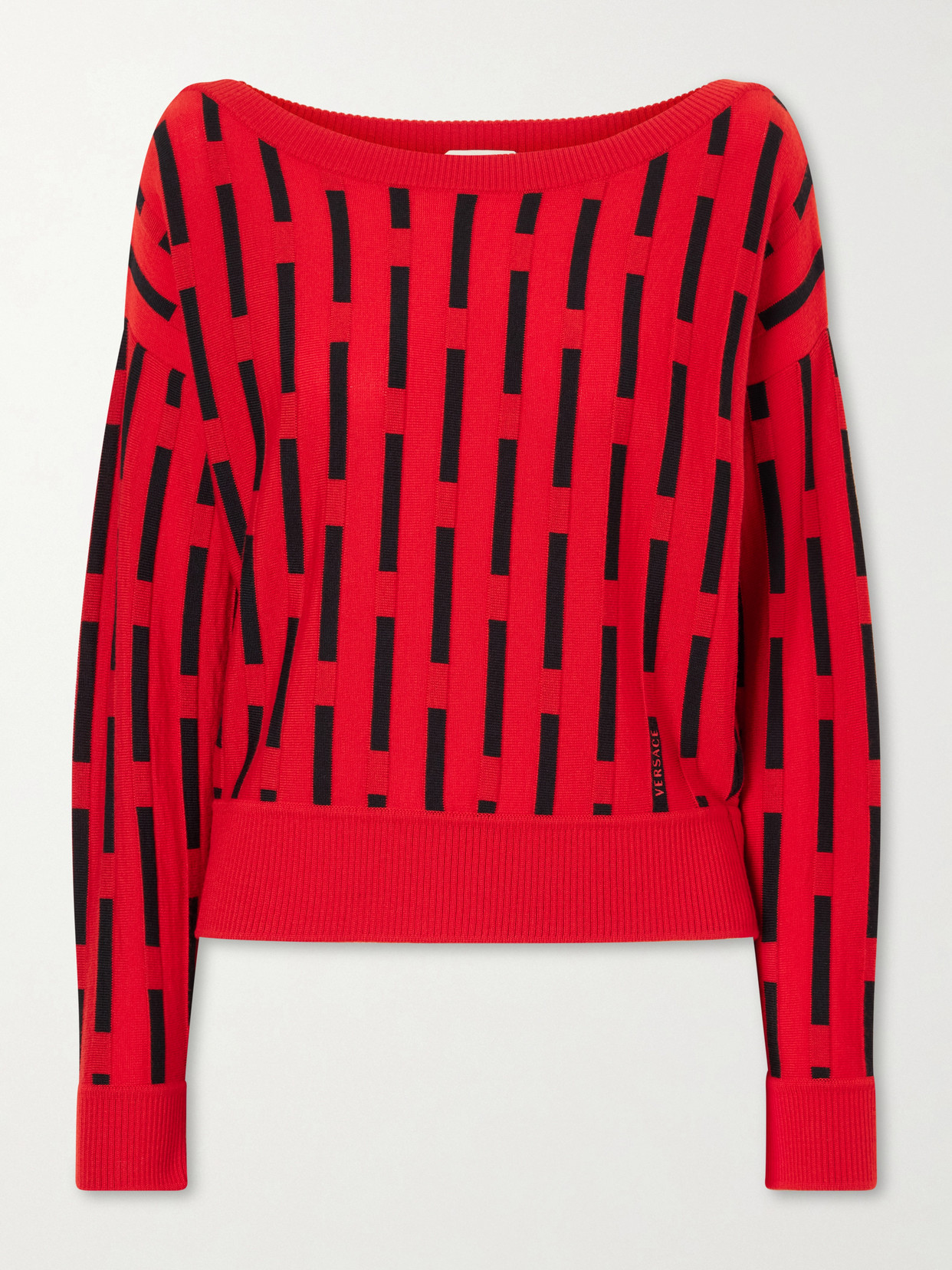 Versace Gianni Knitted Wool Sweater In Red