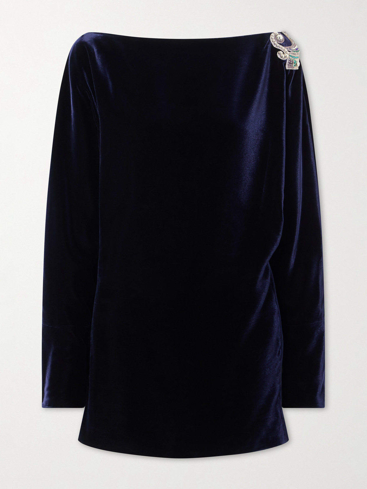 Versace Velvet Mini Dress In Blue