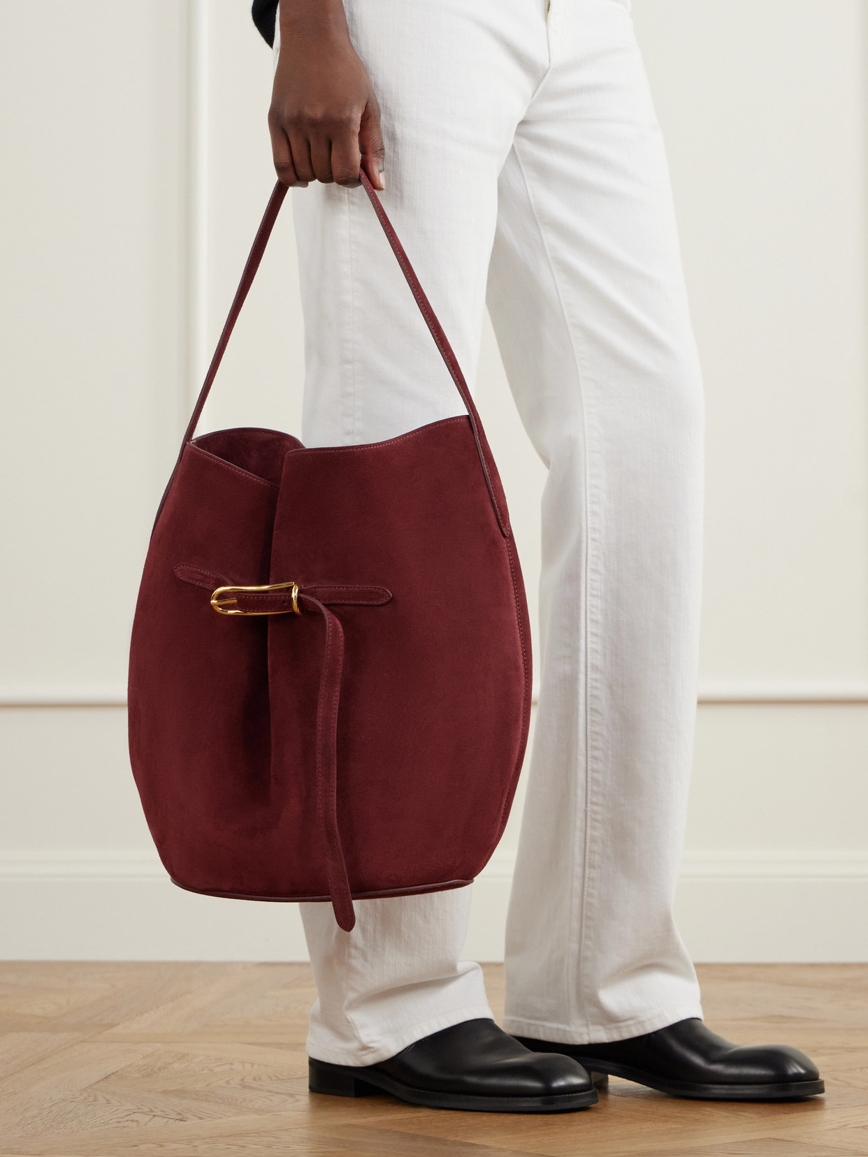 Belted Bucket Shoulder Bag