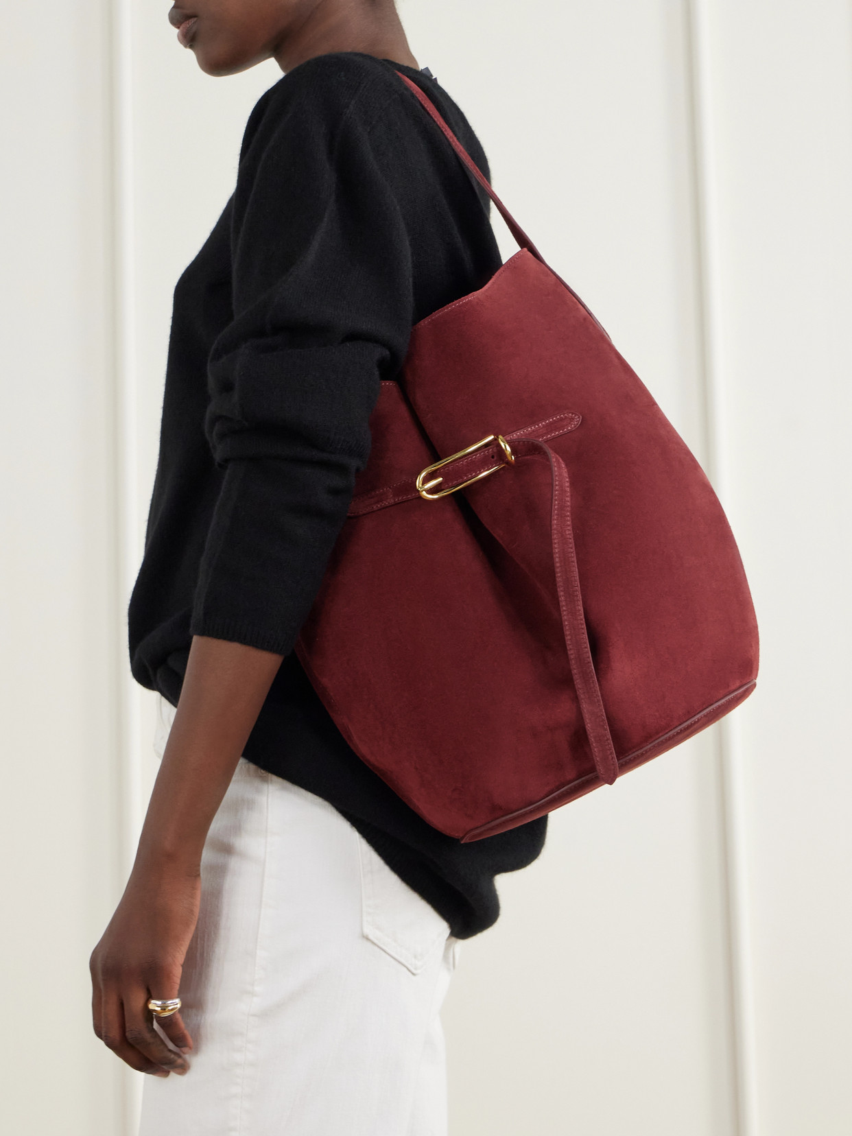Belted Bucket Shoulder Bag