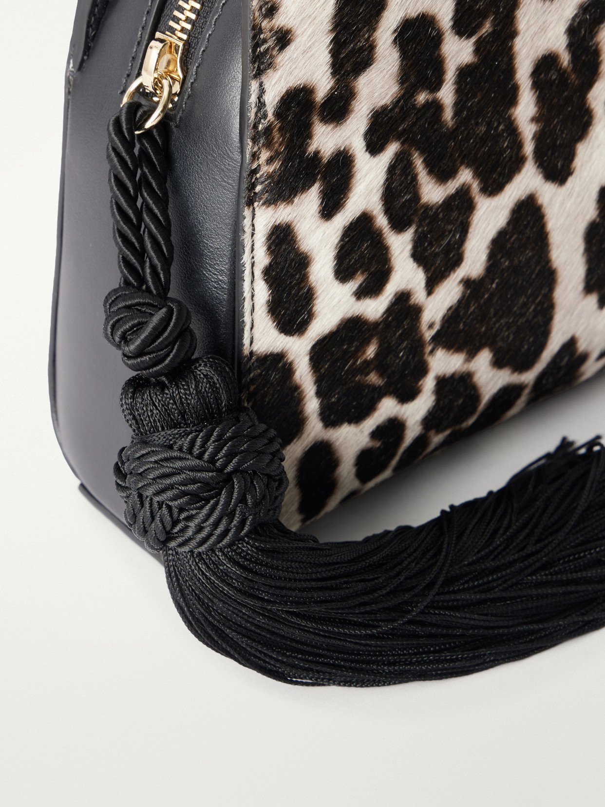 Tassel Animal-Print Calf-Hair Shoulder Bag