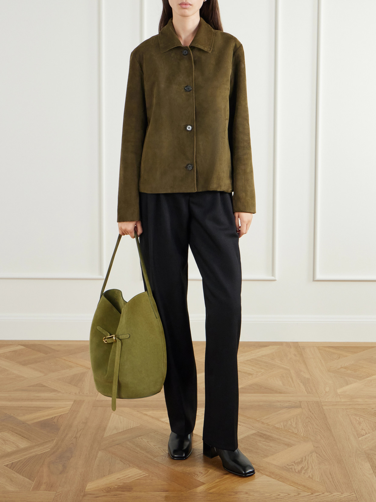 Belted Bucket Shoulder Bag