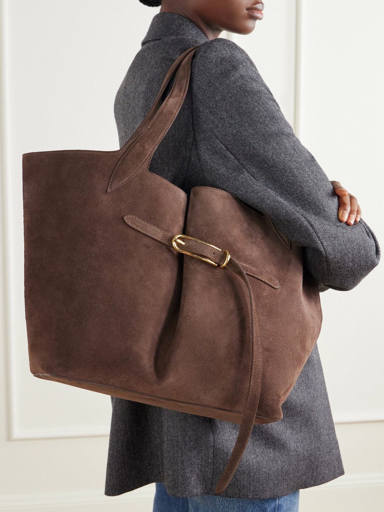 Belted Suede Tote