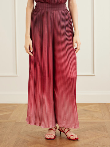 Dima Ayad Ombré plissé-taffeta wide-leg pants