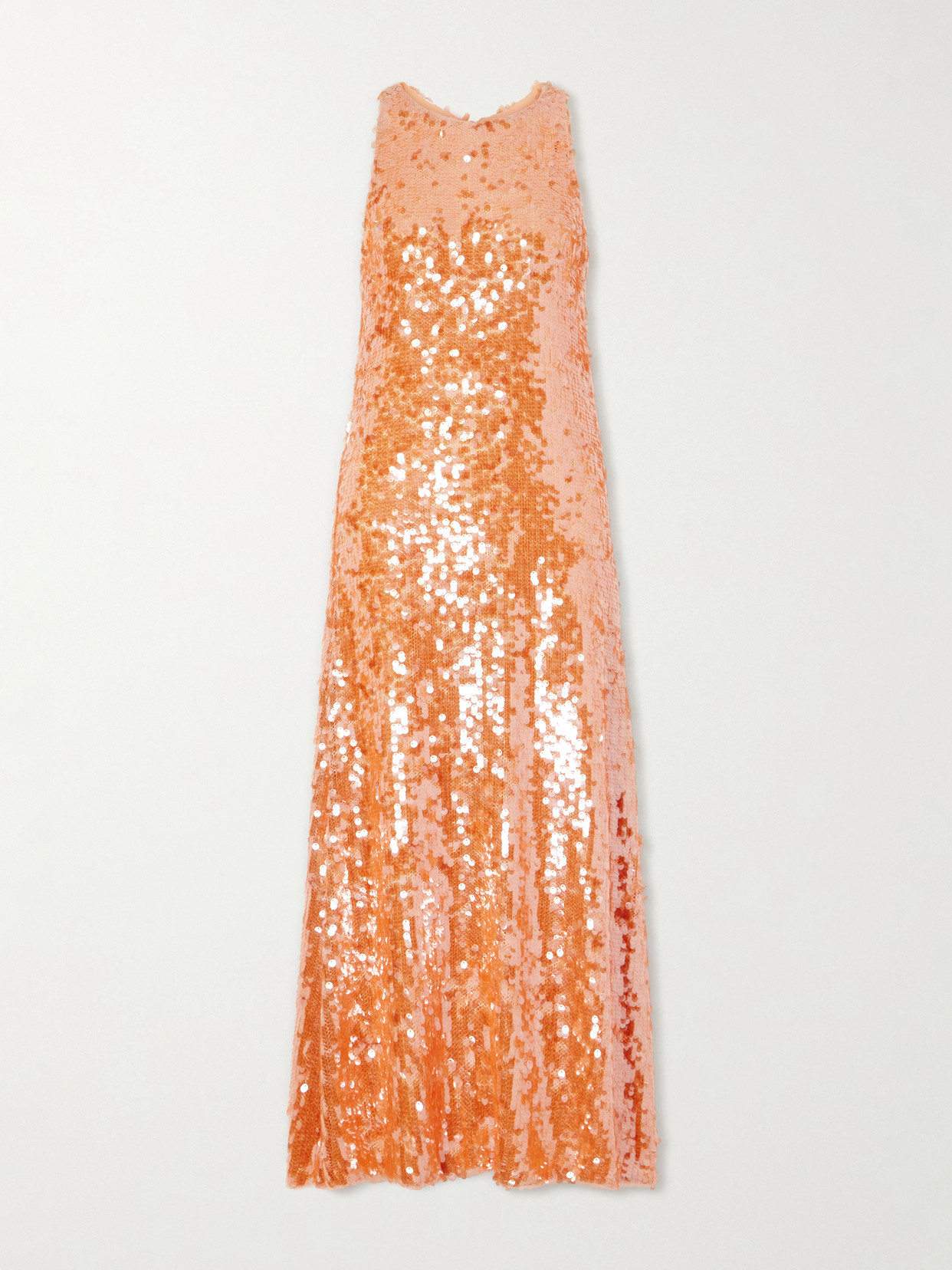 Dima Ayad Sequin-embellished Mesh Midi Dress In Orange