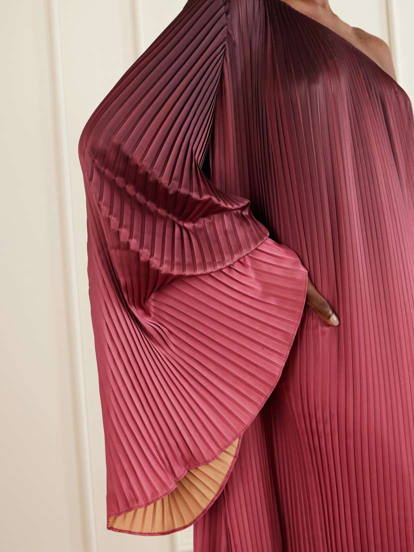Dima Ayad One-shoulder Pleated Satin Midi Dress | Thumbnail 4 Dima Ayad One-shoulder Pleated Satin Midi Dress | Thumbnail 4