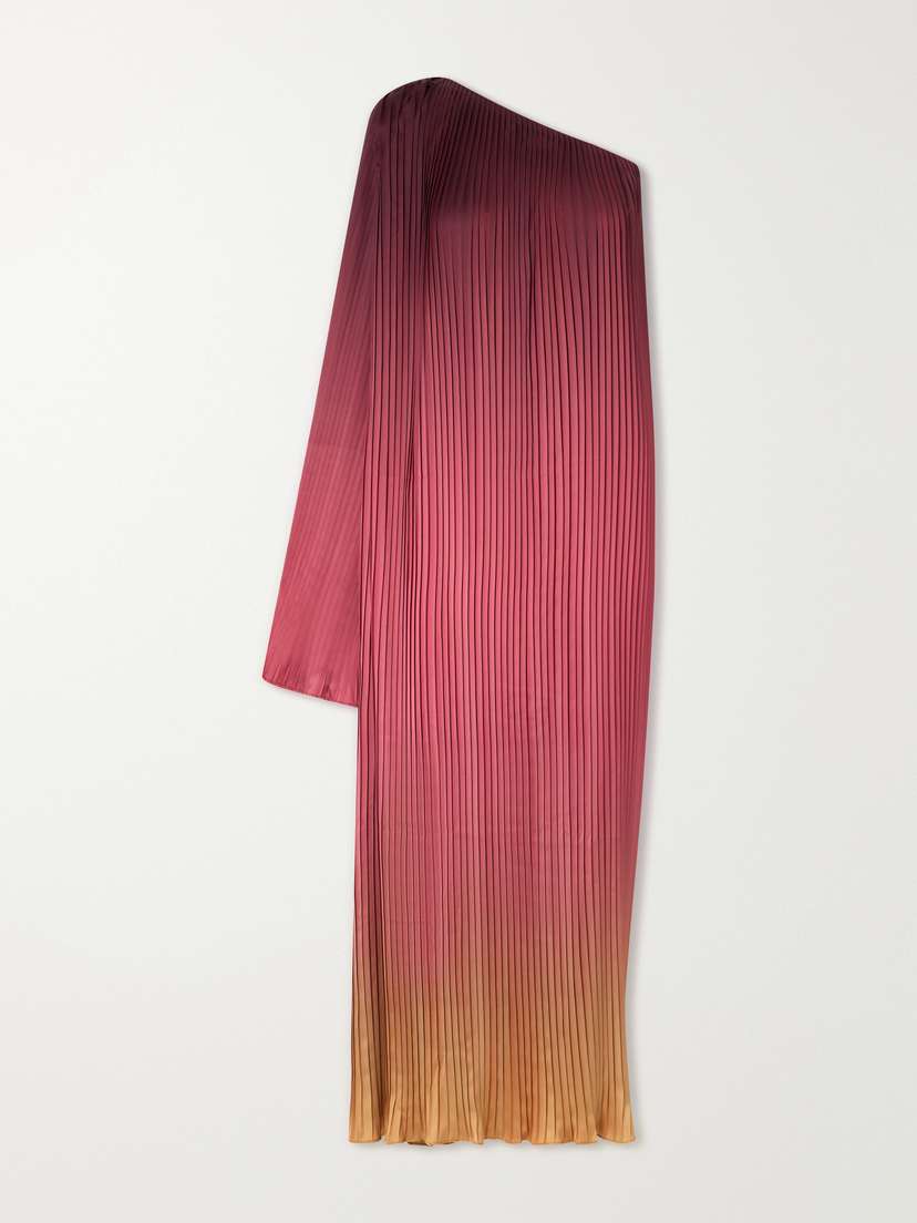 Dima Ayad One-shoulder Pleated Satin Midi Dress