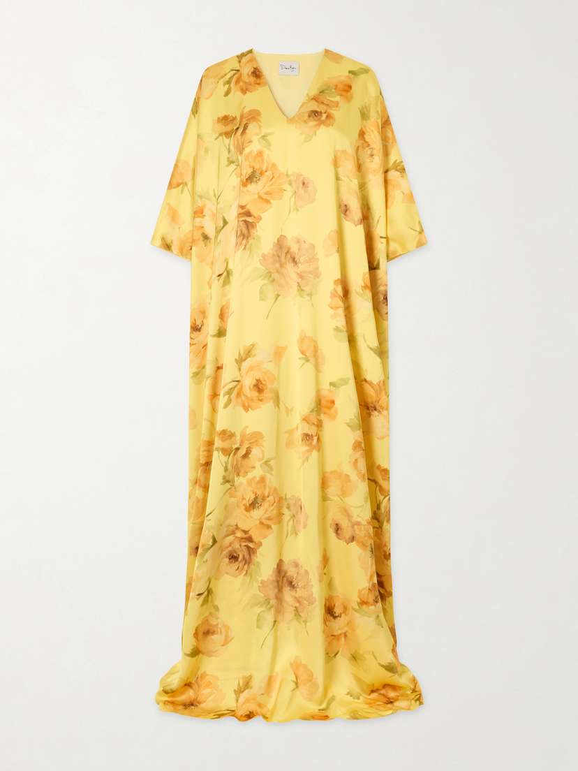 Dima Ayad Floral-print Satin Gown