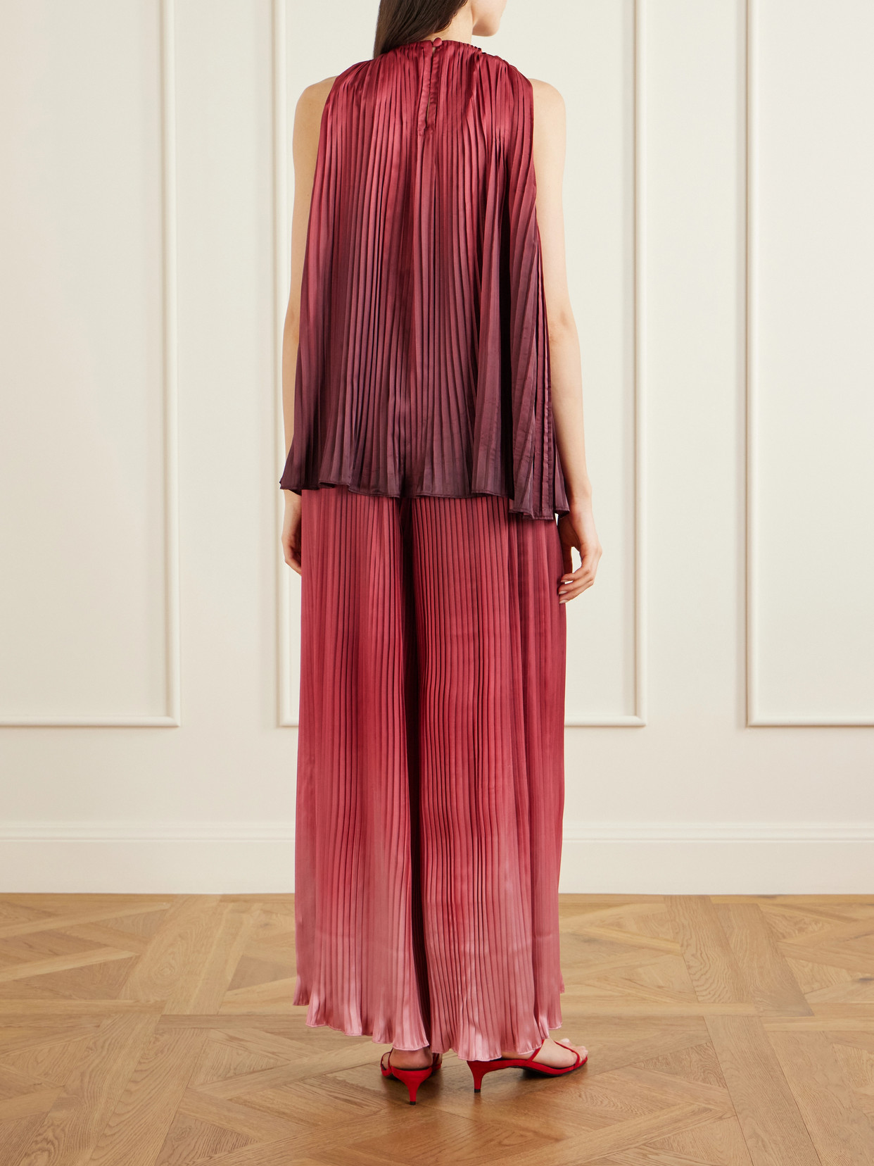Ombré Plissé-Taffeta Top