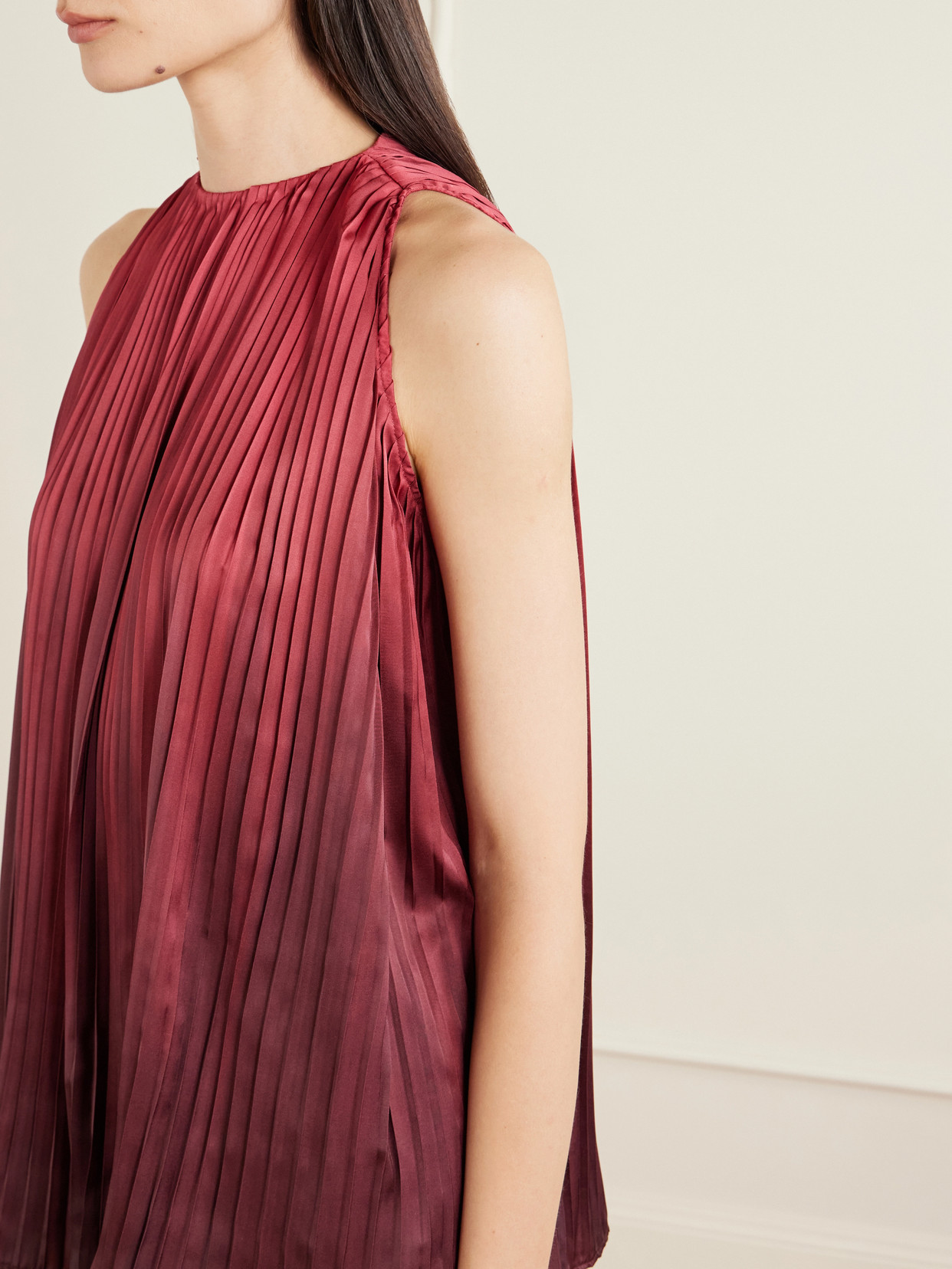 Ombré Plissé-Taffeta Top