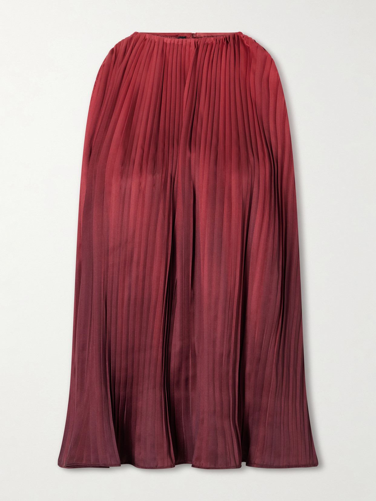 Dima Ayad Ombré Plissé-taffeta Top In Burgundy