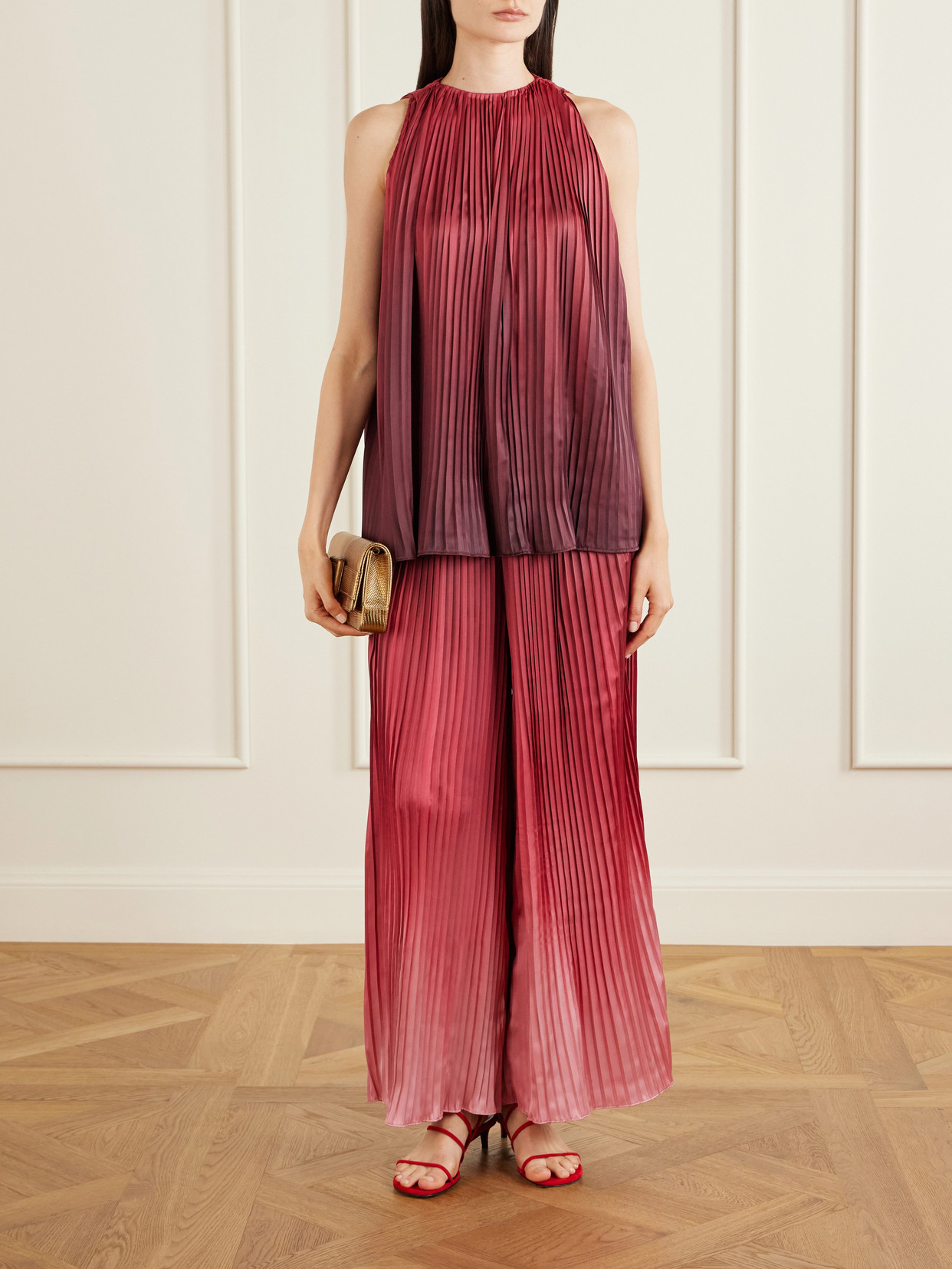 Ombré Plissé-Taffeta Top