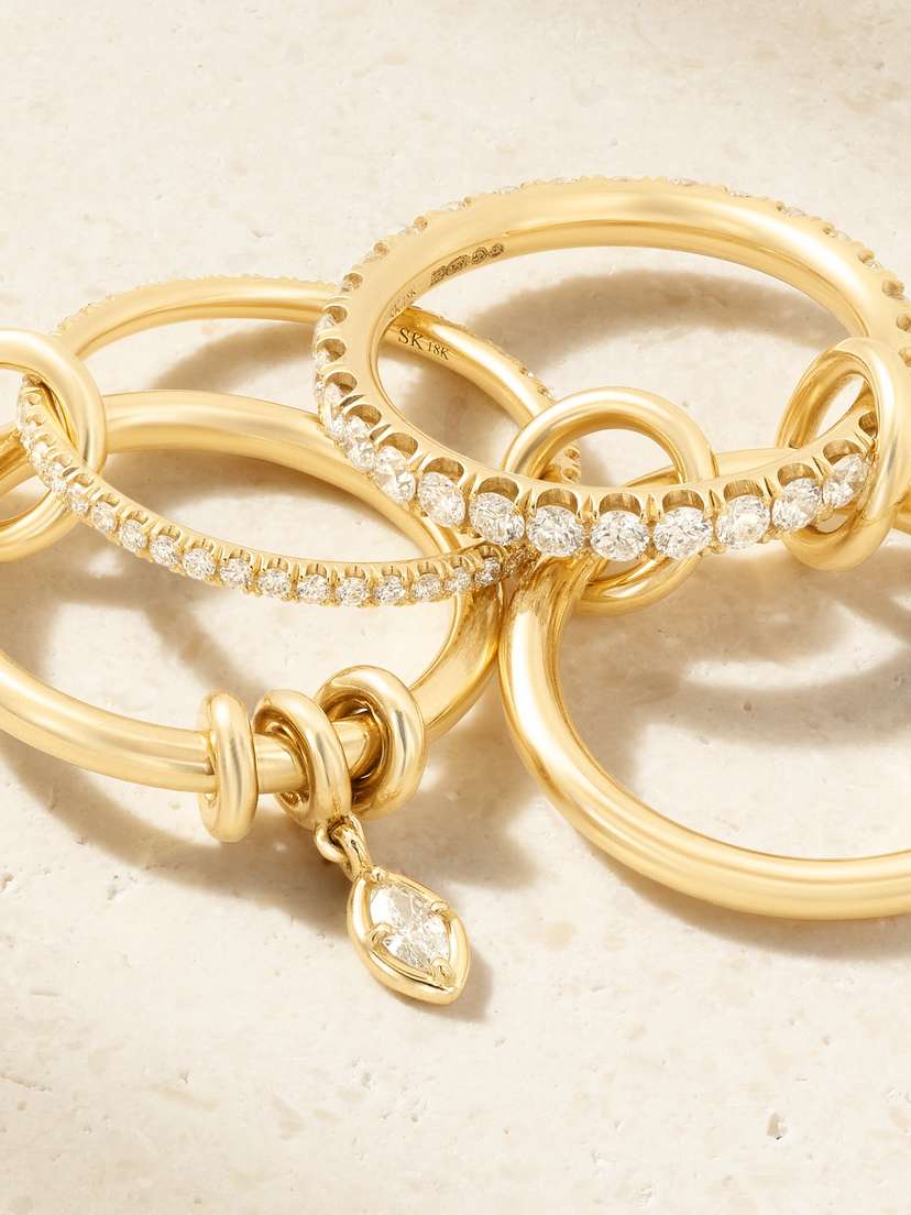 Spinelli Kilcollin Inara Set Of Four 18-karat Gold Diamond Rings | Thumbnail 4 Spinelli Kilcollin Inara Set Of Four 18-karat Gold Diamond Rings | Thumbnail 4
