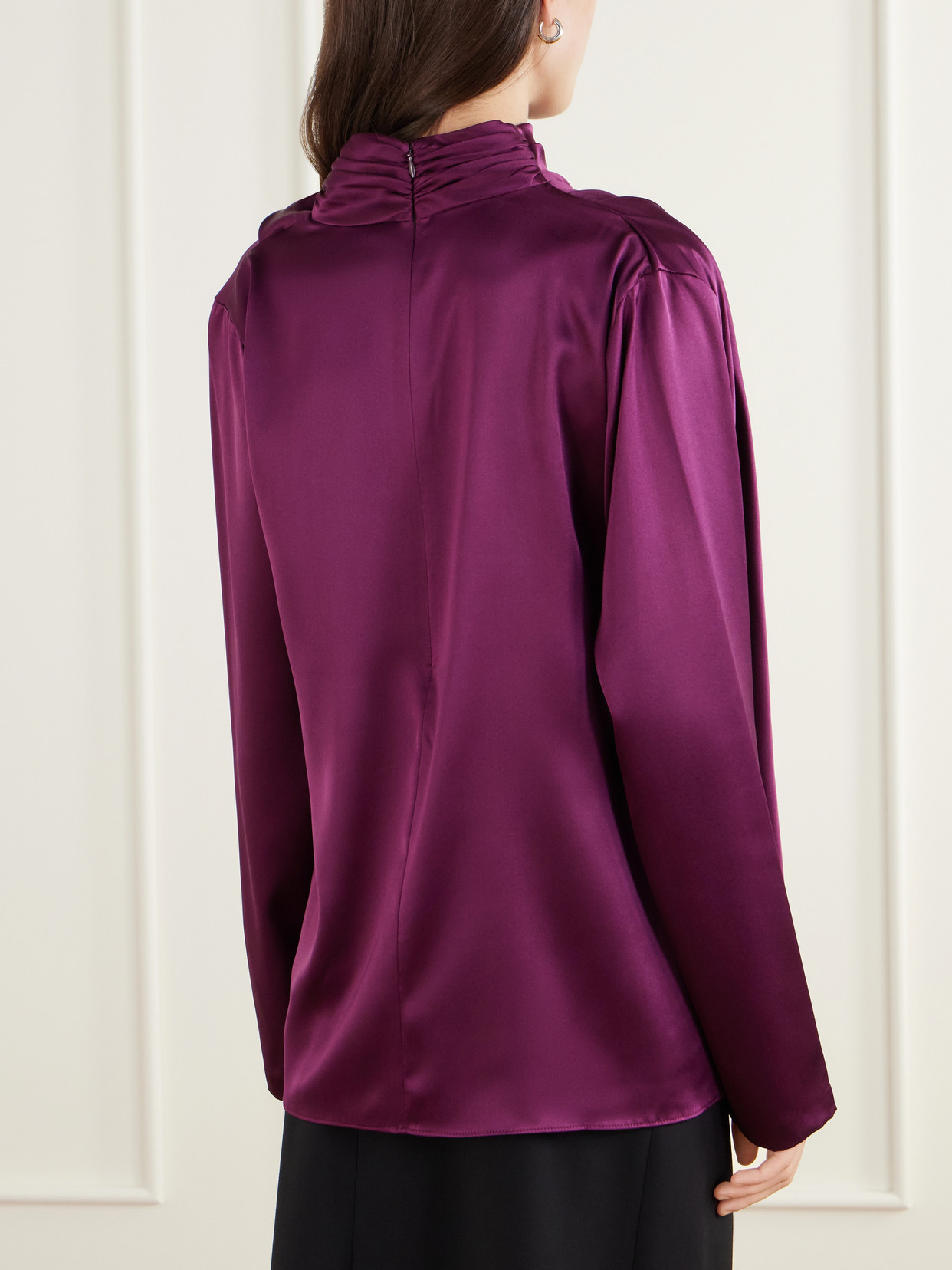Sybil Draped Silk-Satin Blouse