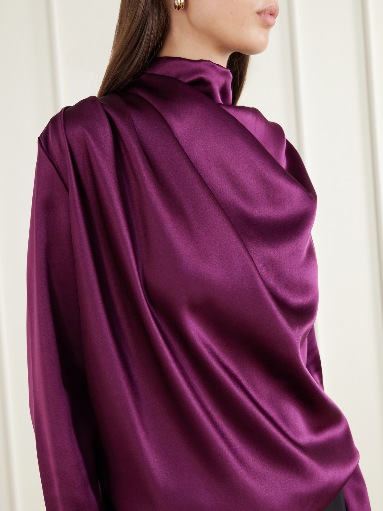 Sybil Draped Silk-Satin Blouse