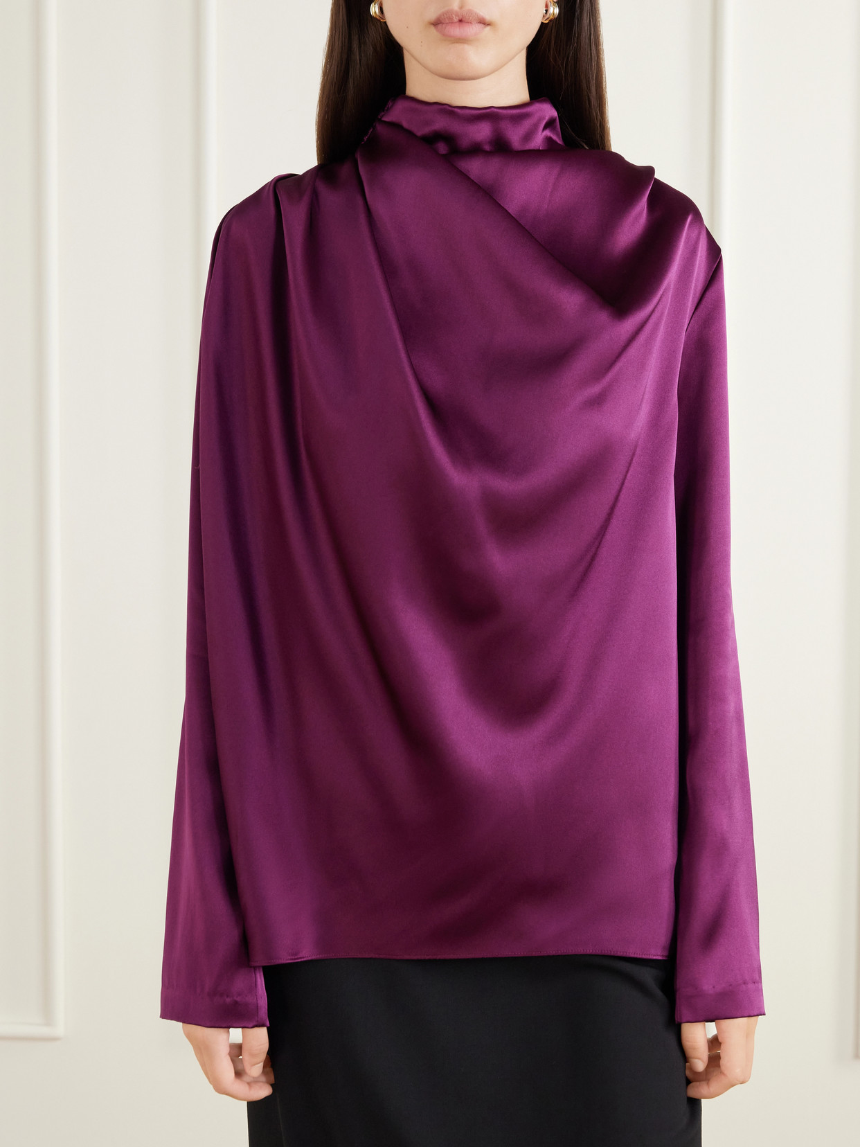 Sybil Draped Silk-Satin Blouse