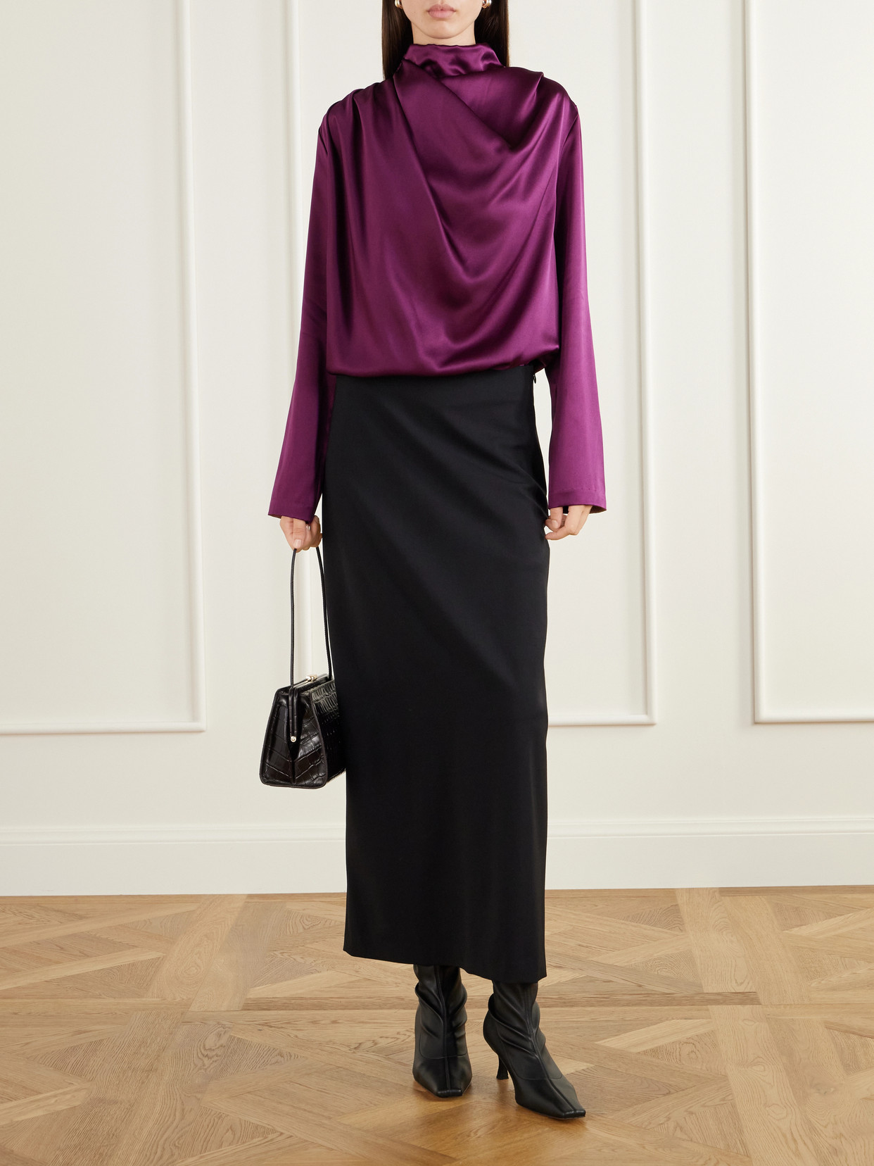 Sybil Draped Silk-Satin Blouse