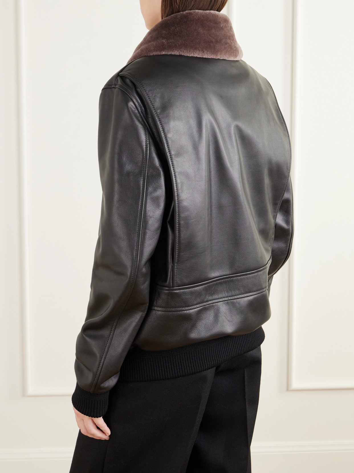 Grant Shearling-Trimmed Leather Bomber Jacket