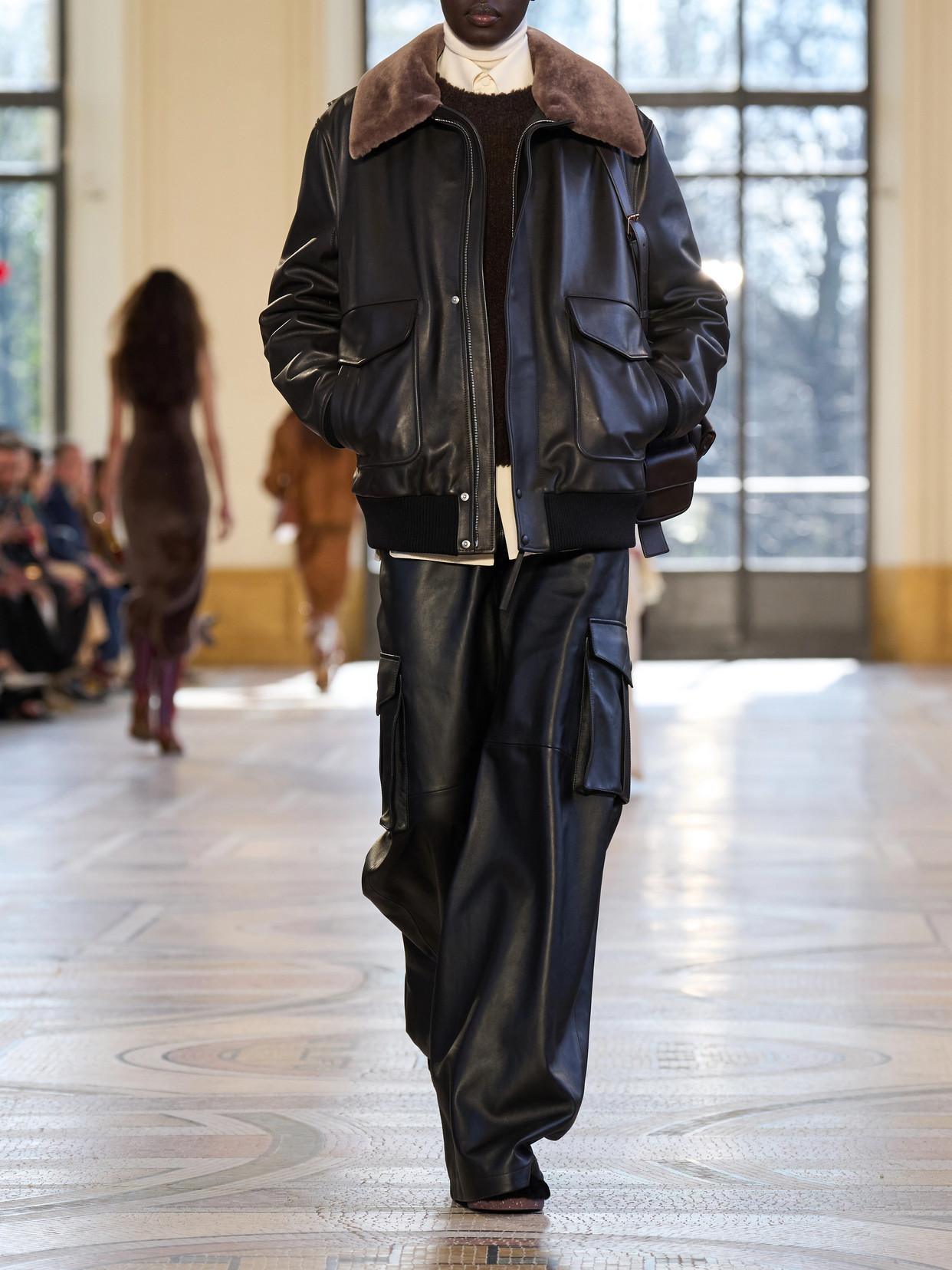 Grant Shearling-Trimmed Leather Bomber Jacket