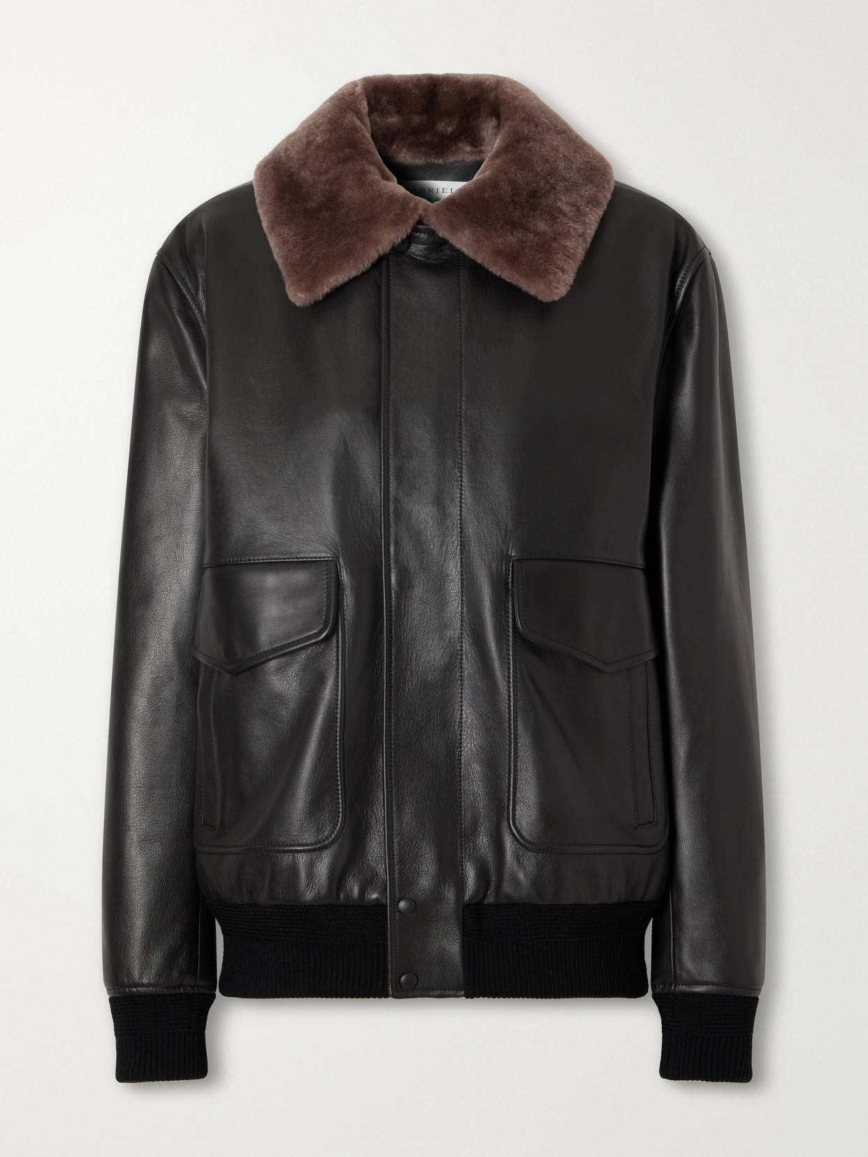 Gabriela Hearst Grant Shearling-trimmed Leather Bomber Jacket In Black