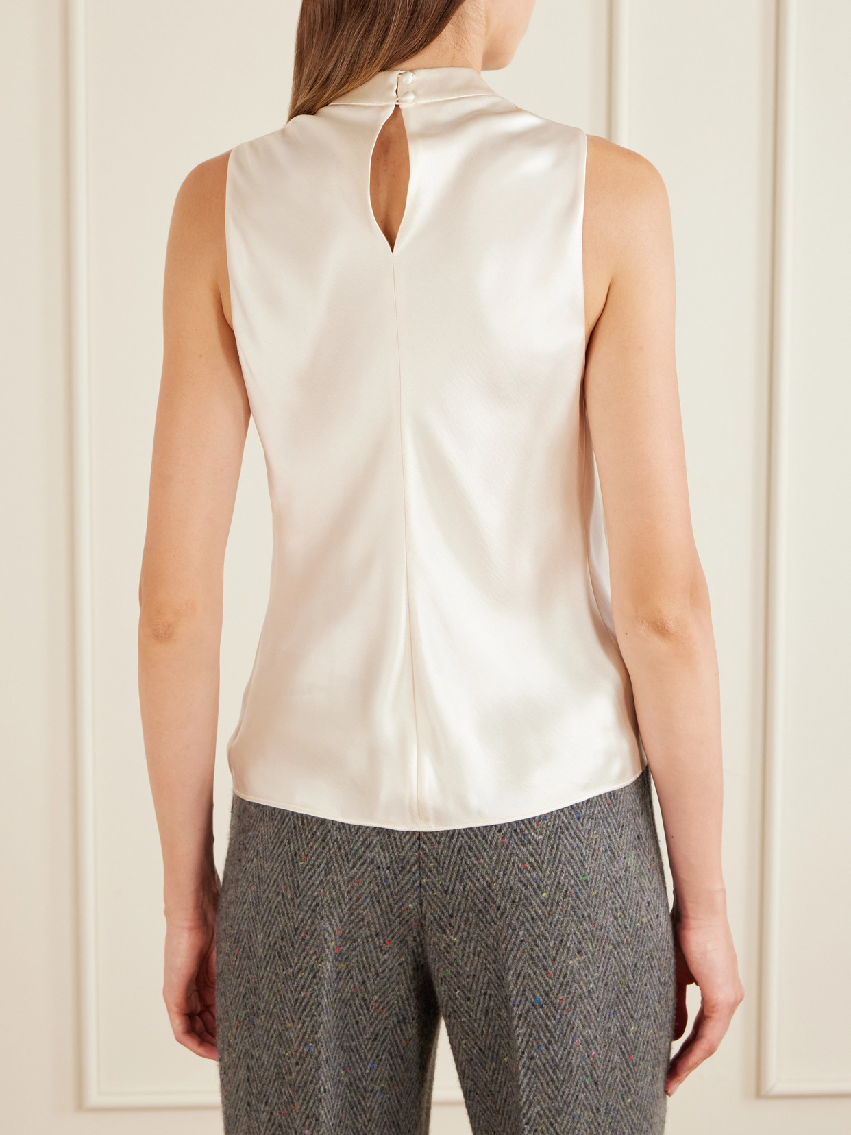 Melina Draped Silk-Satin Blouse