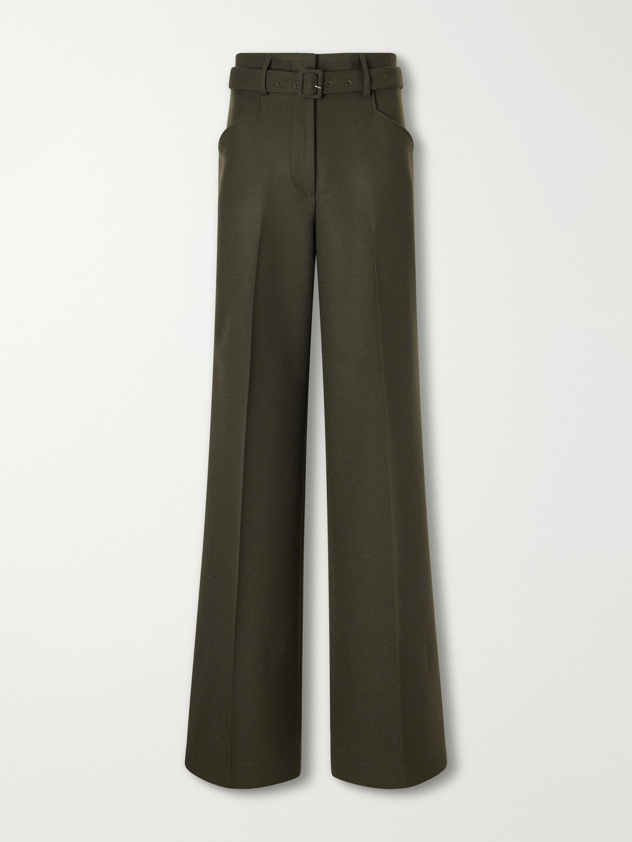 Gabriela Hearst Norman Belted Wool Pants In Green