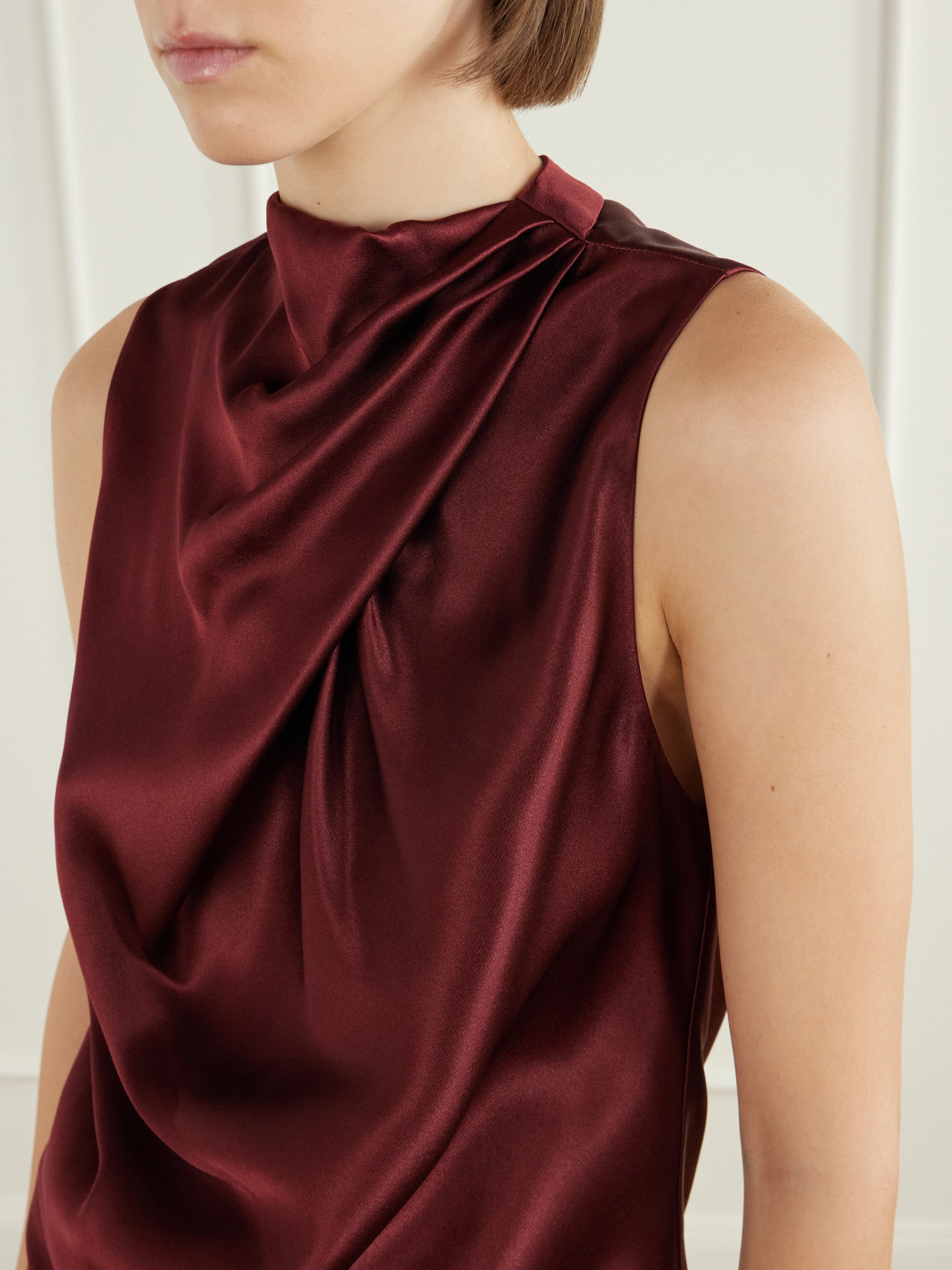 Melina Draped Silk-Satin Blouse