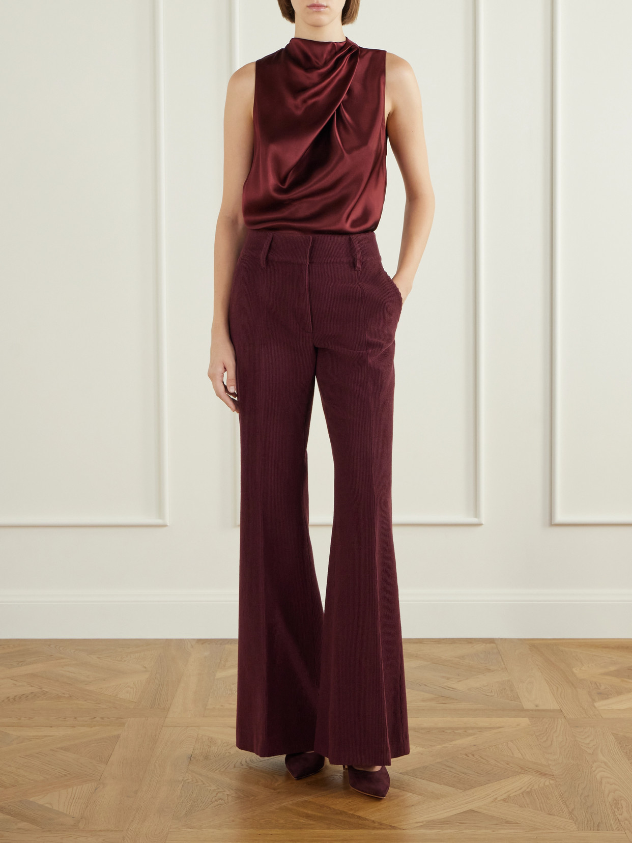 Melina Draped Silk-Satin Blouse