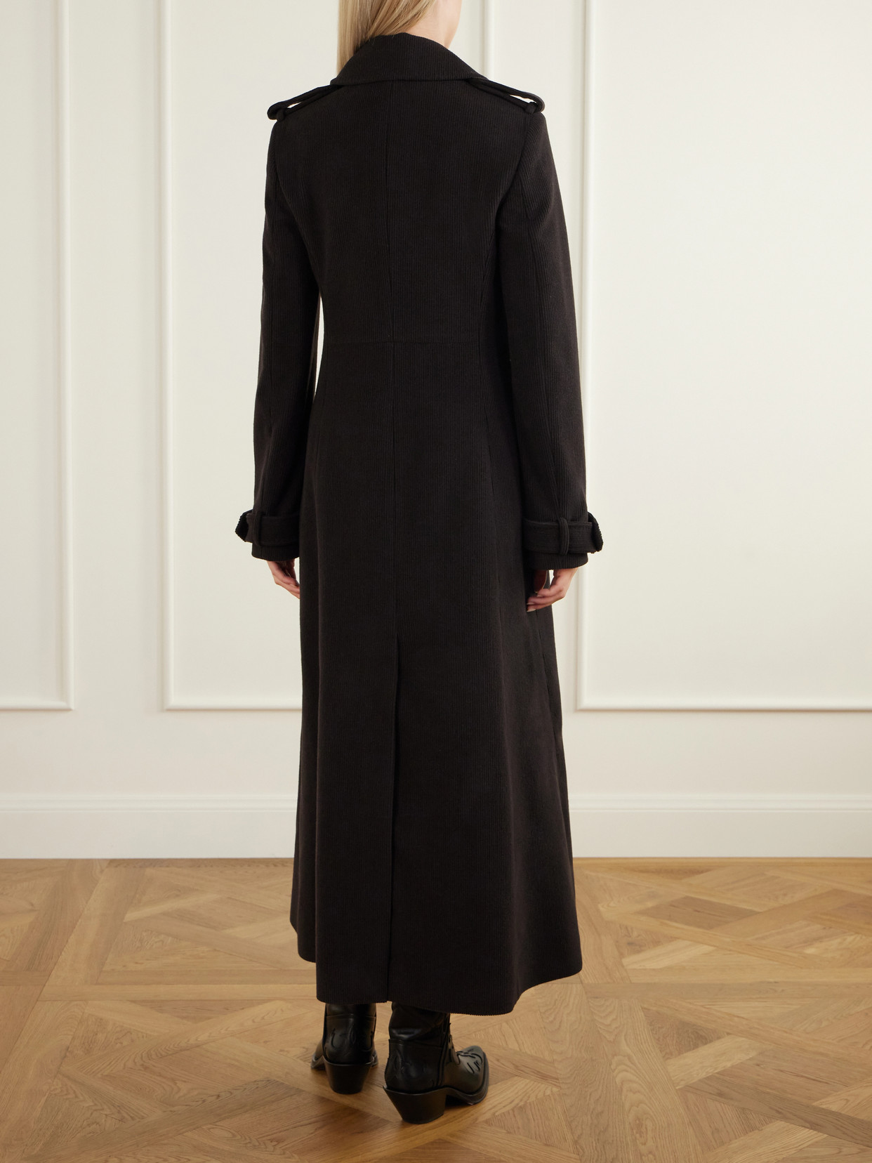 Houstt Double-Breasted Cashmere-Corduroy Coat