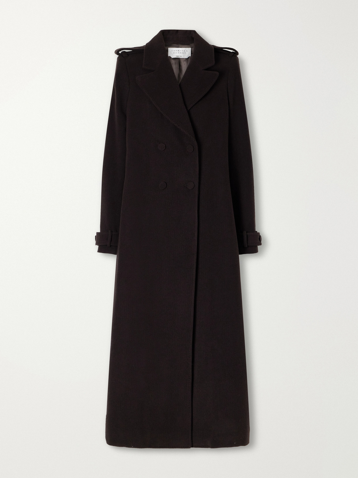 Gabriela Hearst Houstt Double-breasted Cashmere-corduroy Coat In Black