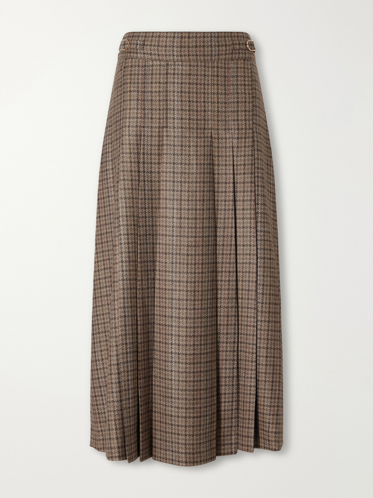 Wesley Pleated Houndstooth Wool And Cashmere-Blend Twill Midi