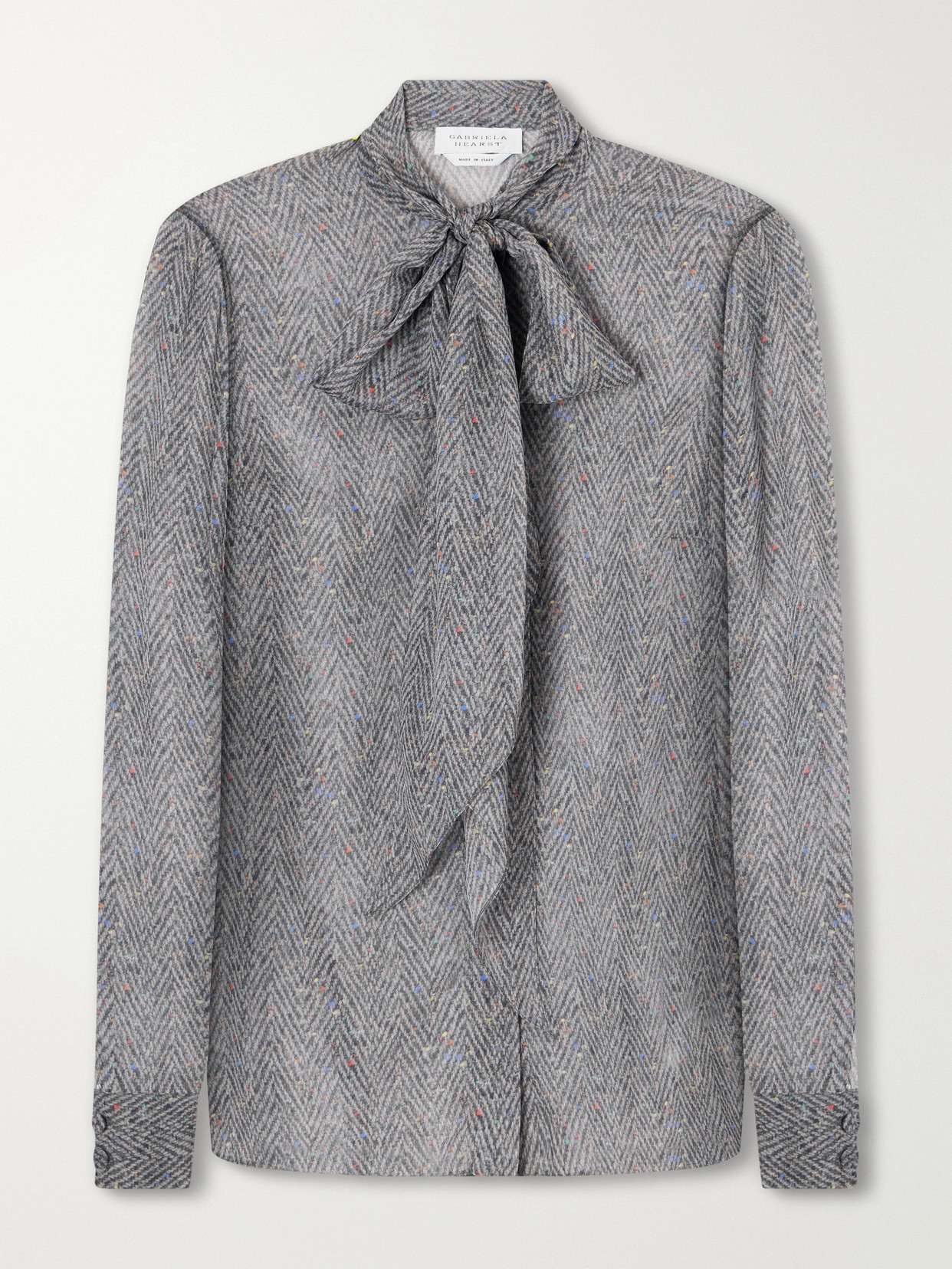 Gabriela Hearst Shildon Printed Silk-satin Blouse In Gray