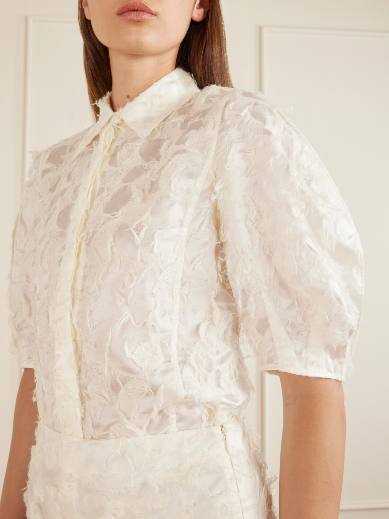 Sansi Fil Coupè Silk And Wool-Blend Blouse