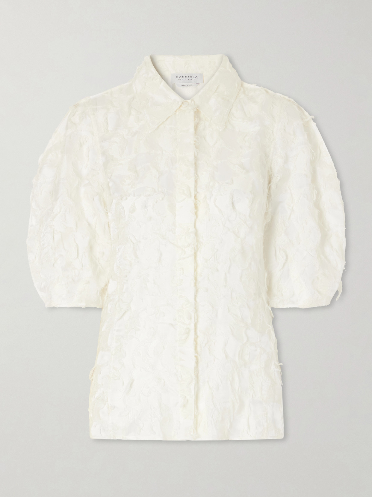 Gabriela Hearst Sansi Fil Coupè Silk And Wool-blend Blouse In Neutrals