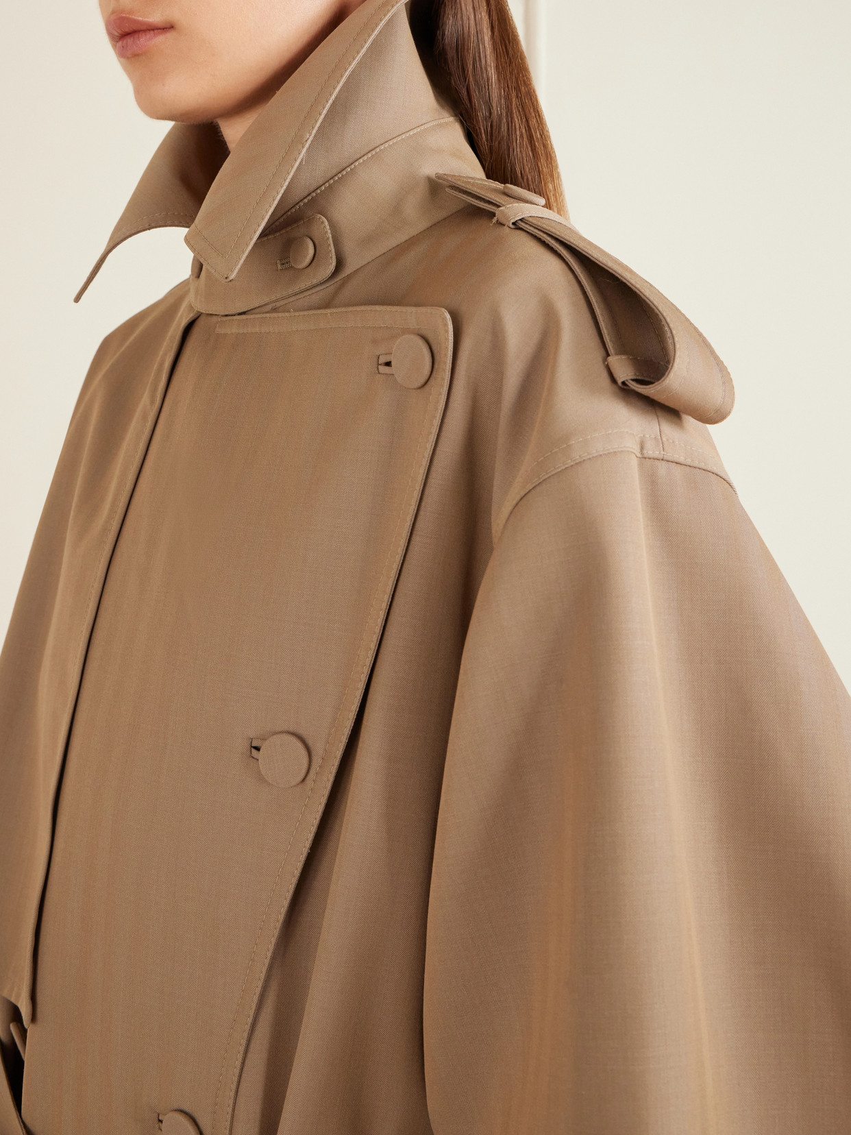Tellus Double-Breasted Virgin Trench Coat