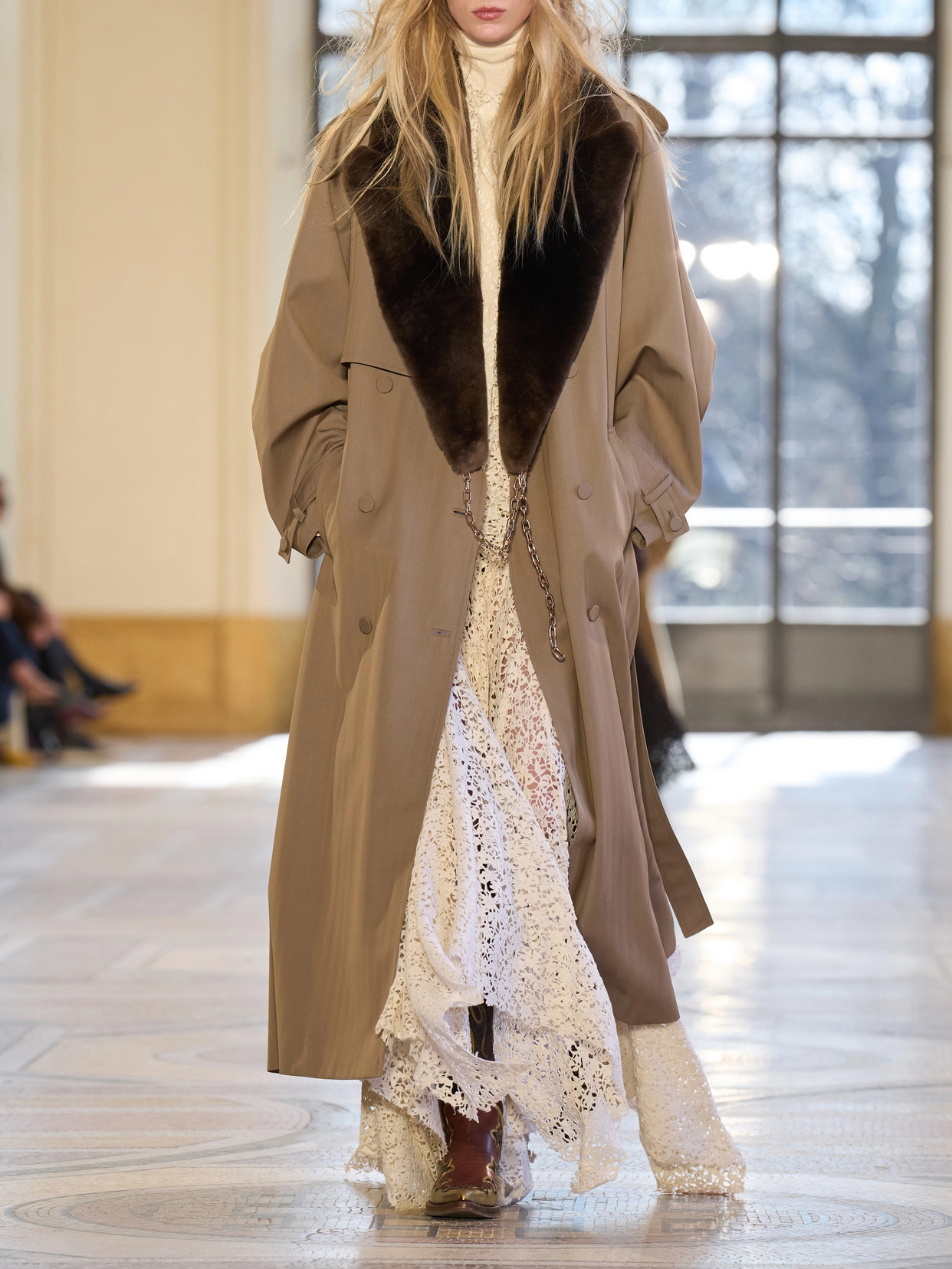 Tellus Double-Breasted Virgin Trench Coat