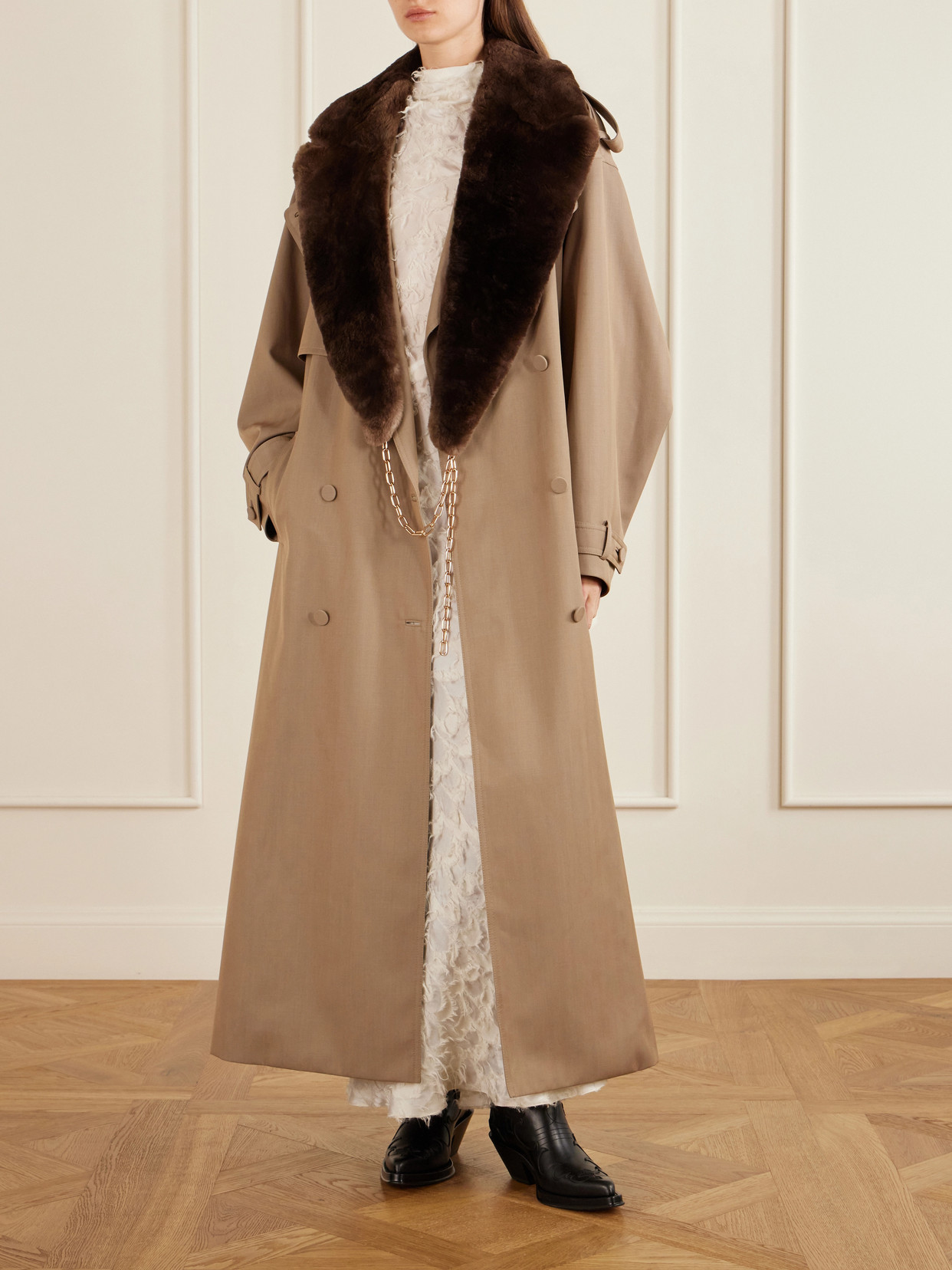 Tellus Double-Breasted Virgin Trench Coat