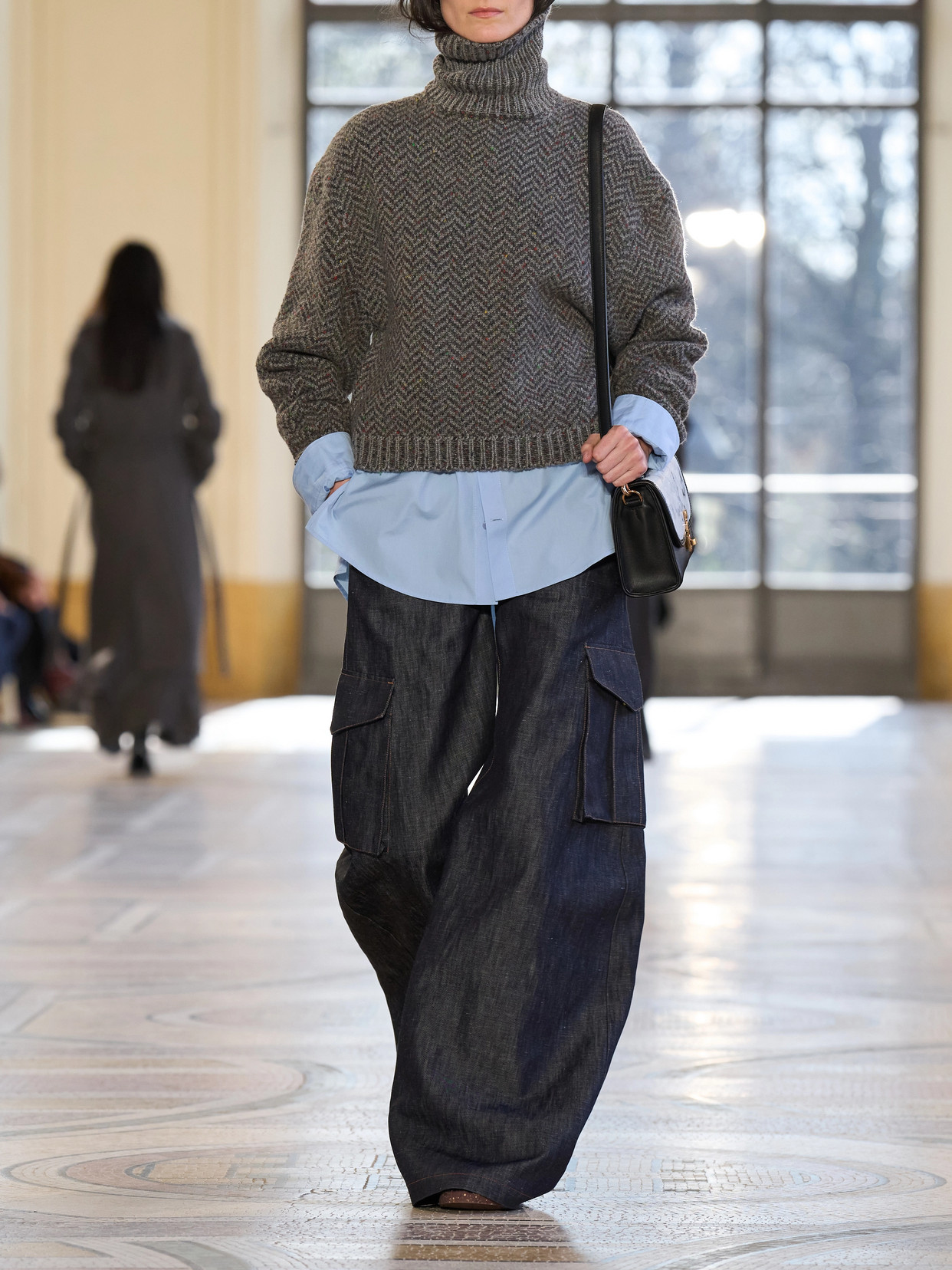 Courtney Herringbone Cashmere Turtleneck Sweater