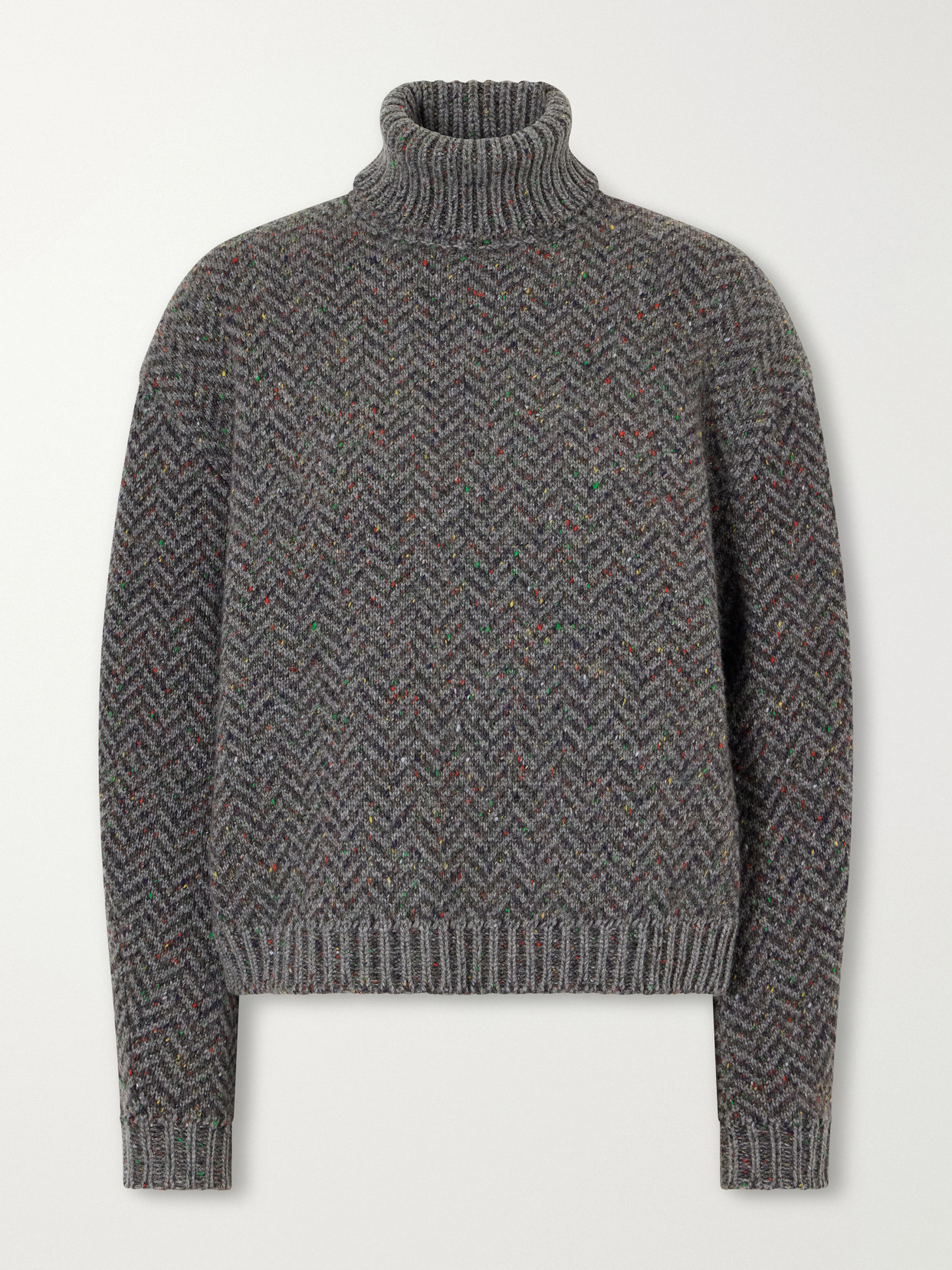 Courtney Herringbone Cashmere Turtleneck Sweater