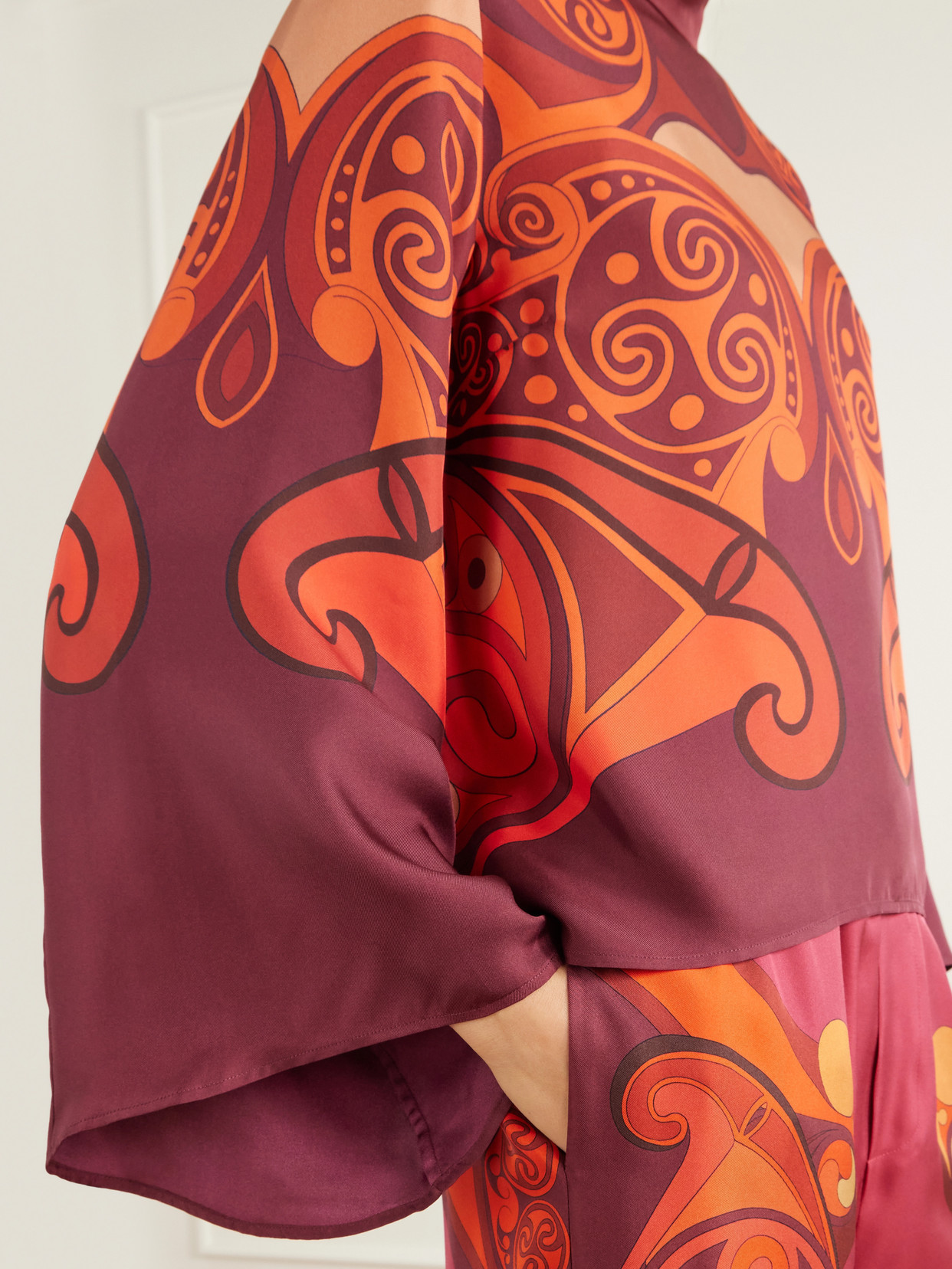 Make An Exit Printed Turtleneck Silk-Twill Blouse