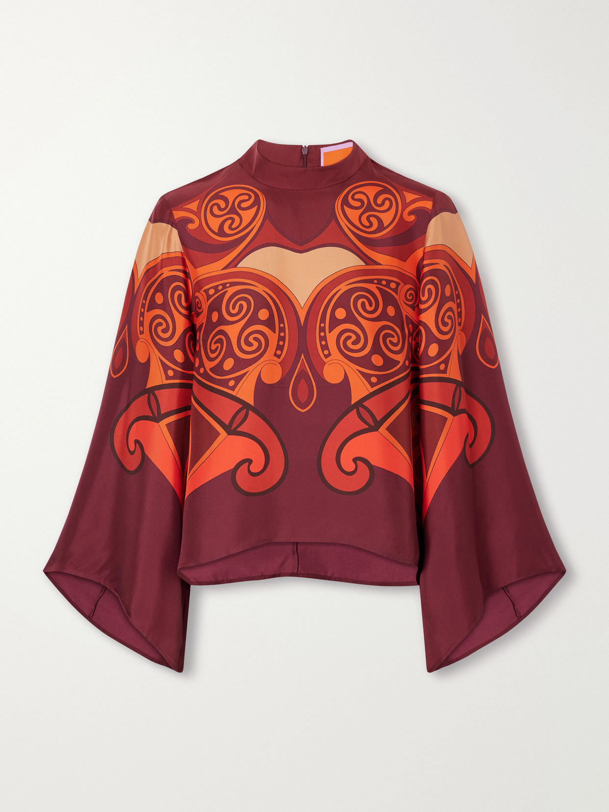 Make An Exit Printed Turtleneck Silk-Twill Blouse