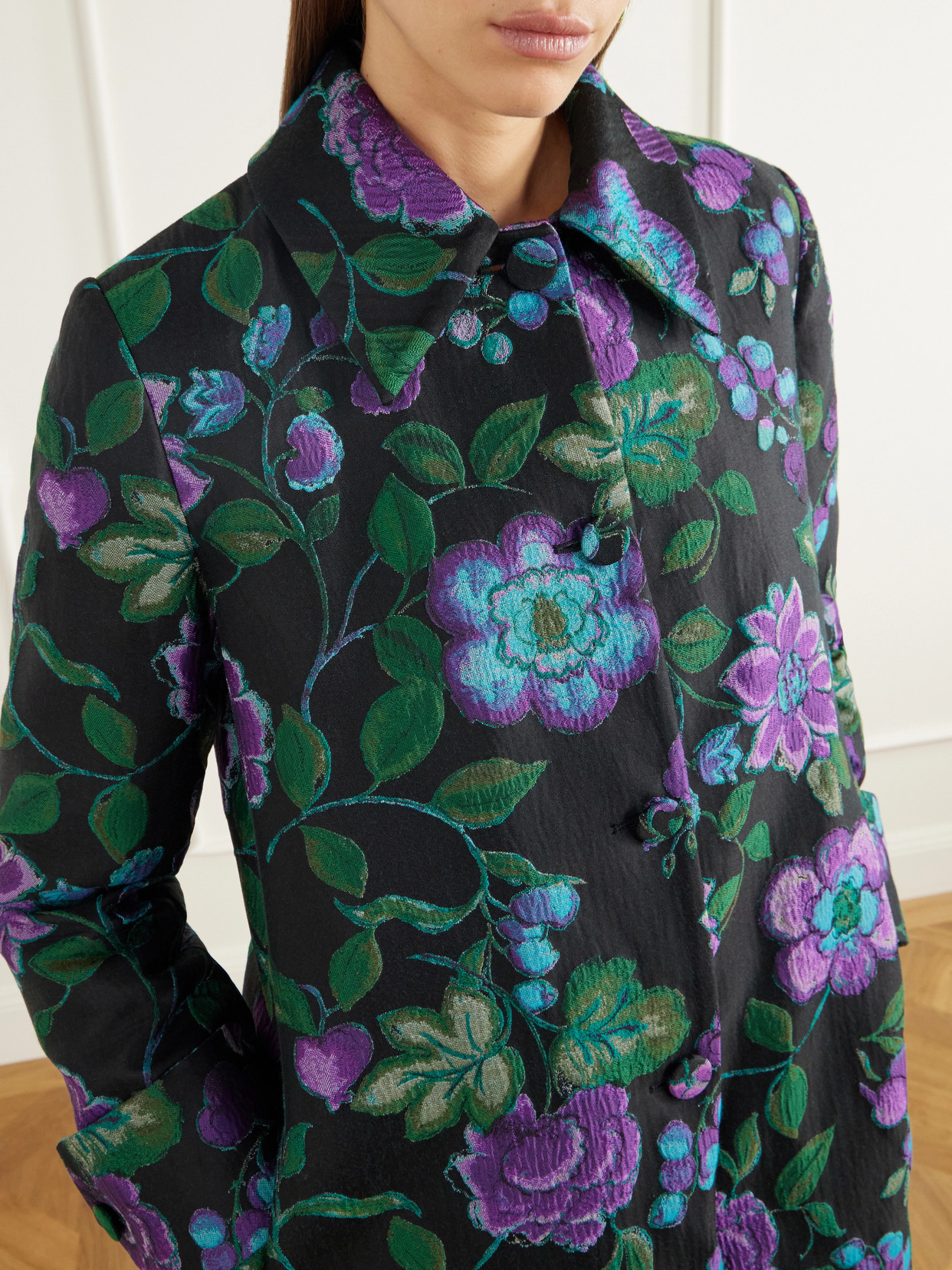 Precious Floral-Jacquard Coat